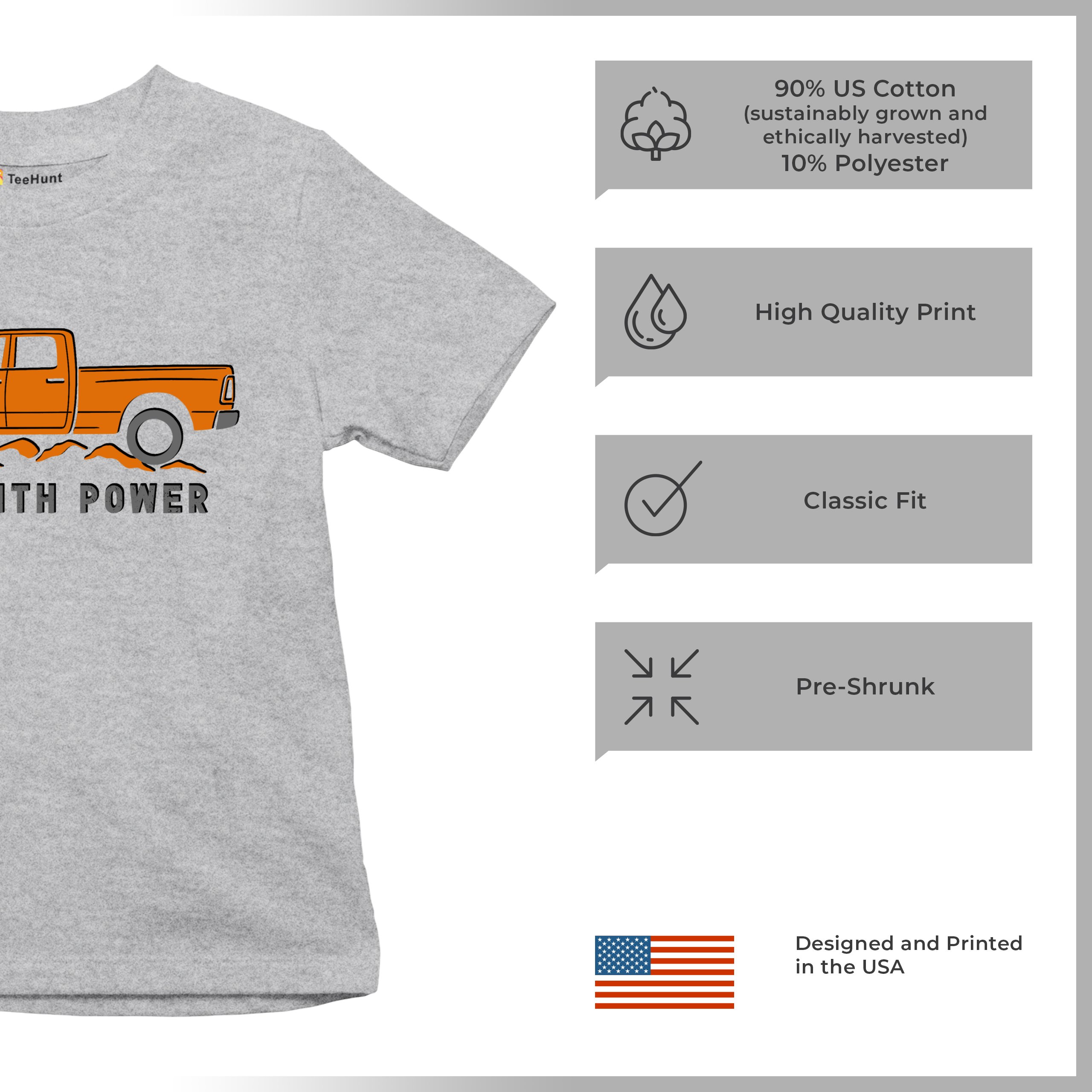 Roll With Power American Pickup Truck Youth T-shirt Offroad 4x4 Rugged Kids - Picture 14 of 50