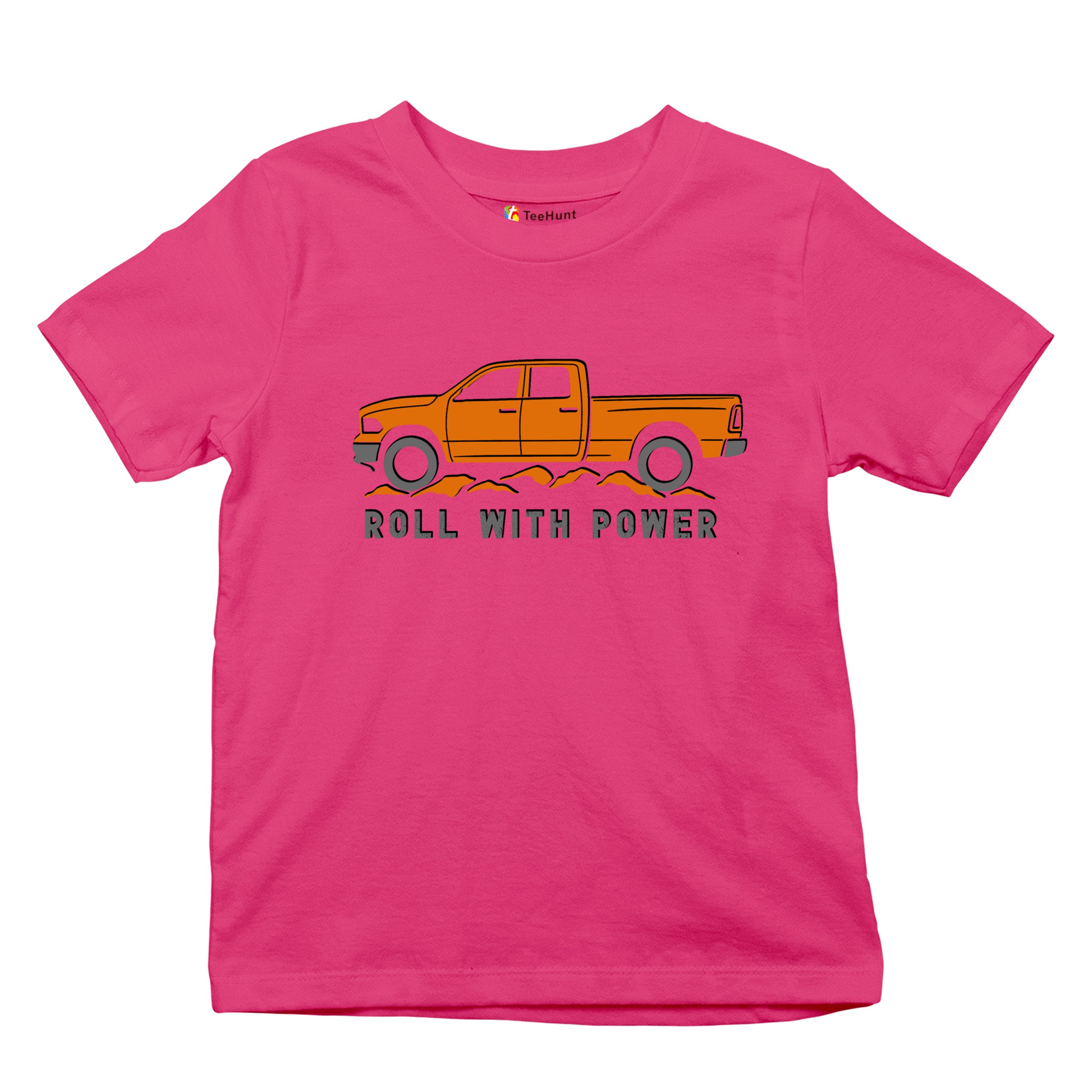 Roll With Power American Pickup Truck Youth T-shirt Offroad 4x4 Rugged Kids - Picture 48 of 50