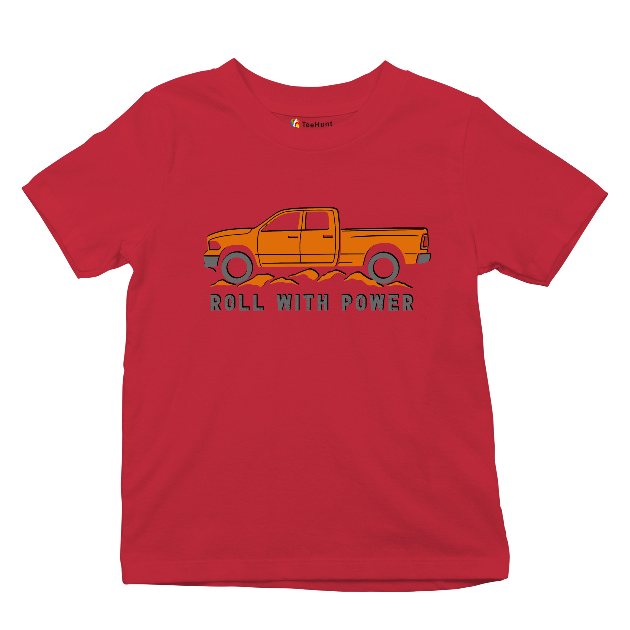 Roll With Power American Pickup Truck Youth T-shirt Offroad 4x4 Rugged Kids - Picture 20 of 50