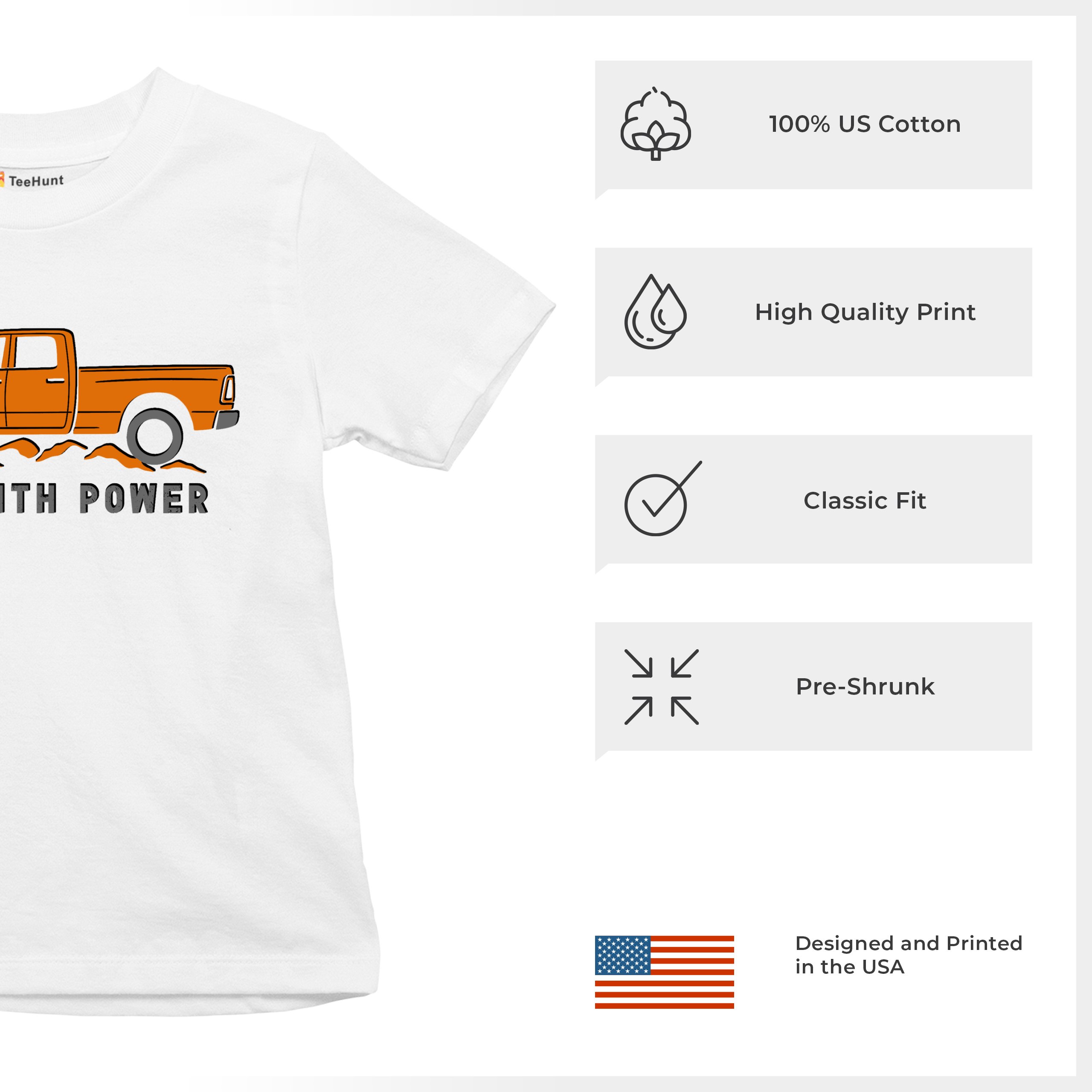 Roll With Power American Pickup Truck Youth T-shirt Offroad 4x4 Rugged Kids - Picture 28 of 50
