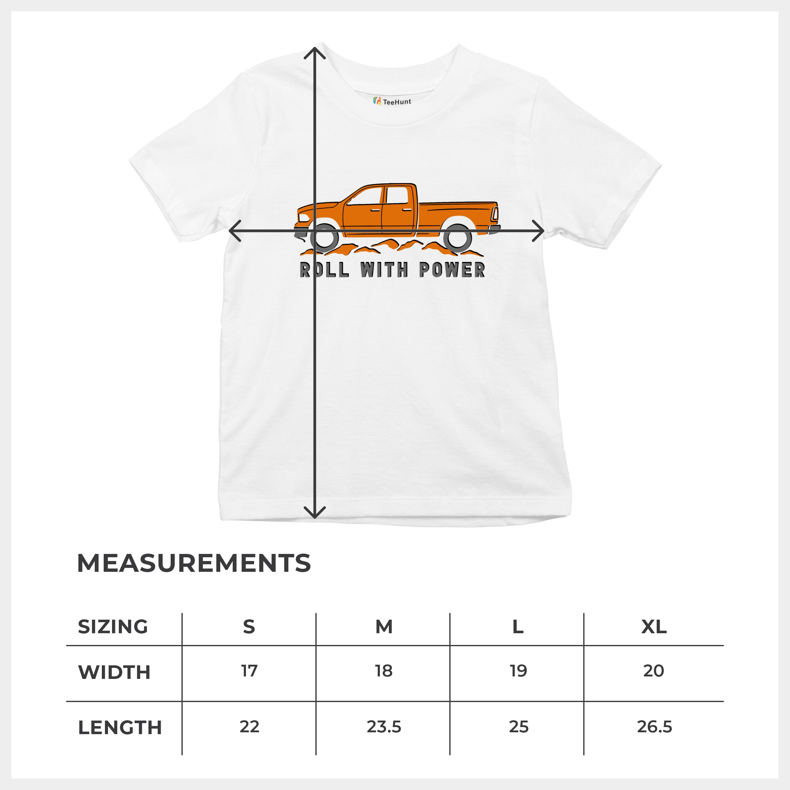 Roll With Power American Pickup Truck Youth T-shirt Offroad 4x4 Rugged Kids - Picture 29 of 50