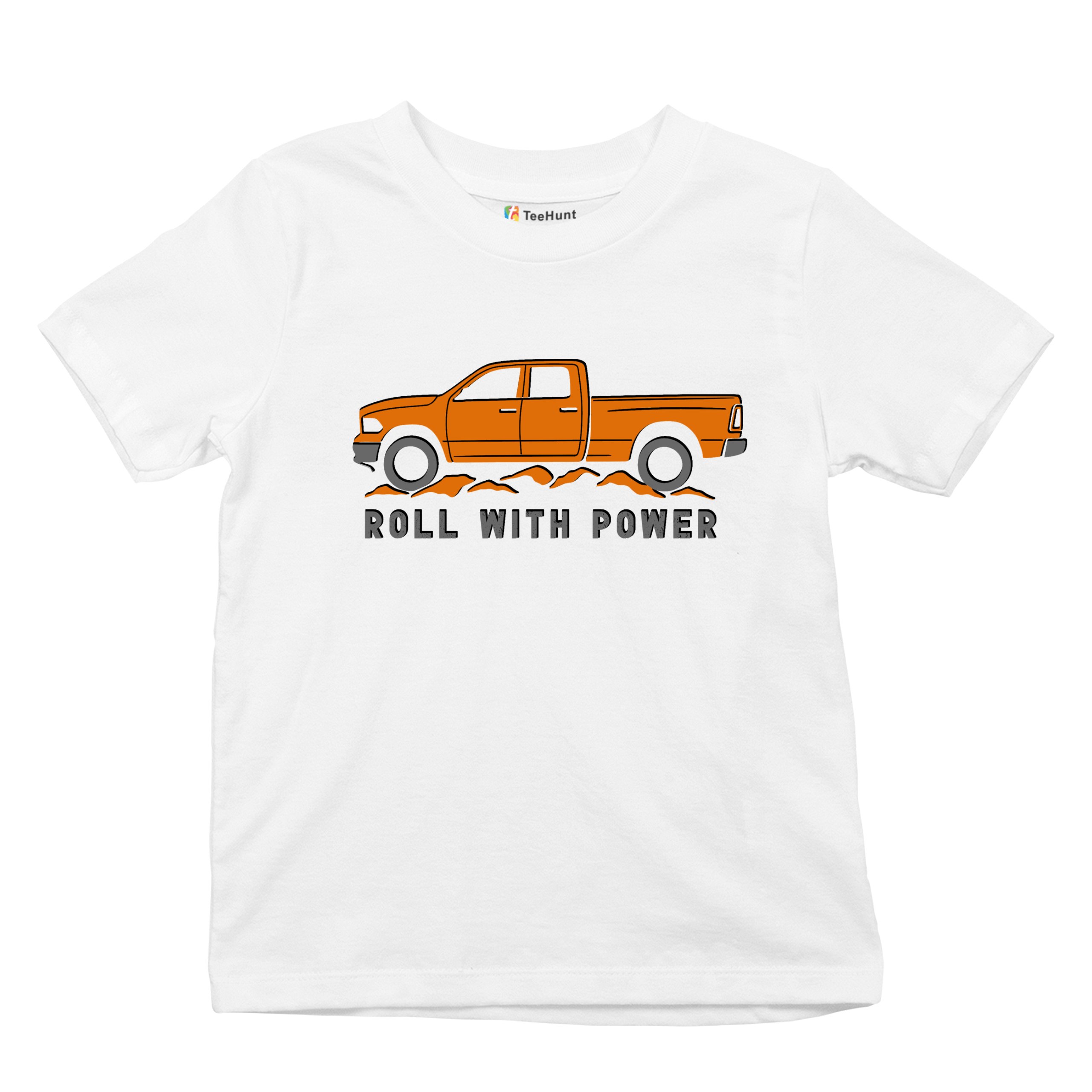 Roll With Power American Pickup Truck Youth T-shirt Offroad 4x4 Rugged Kids - Picture 27 of 50
