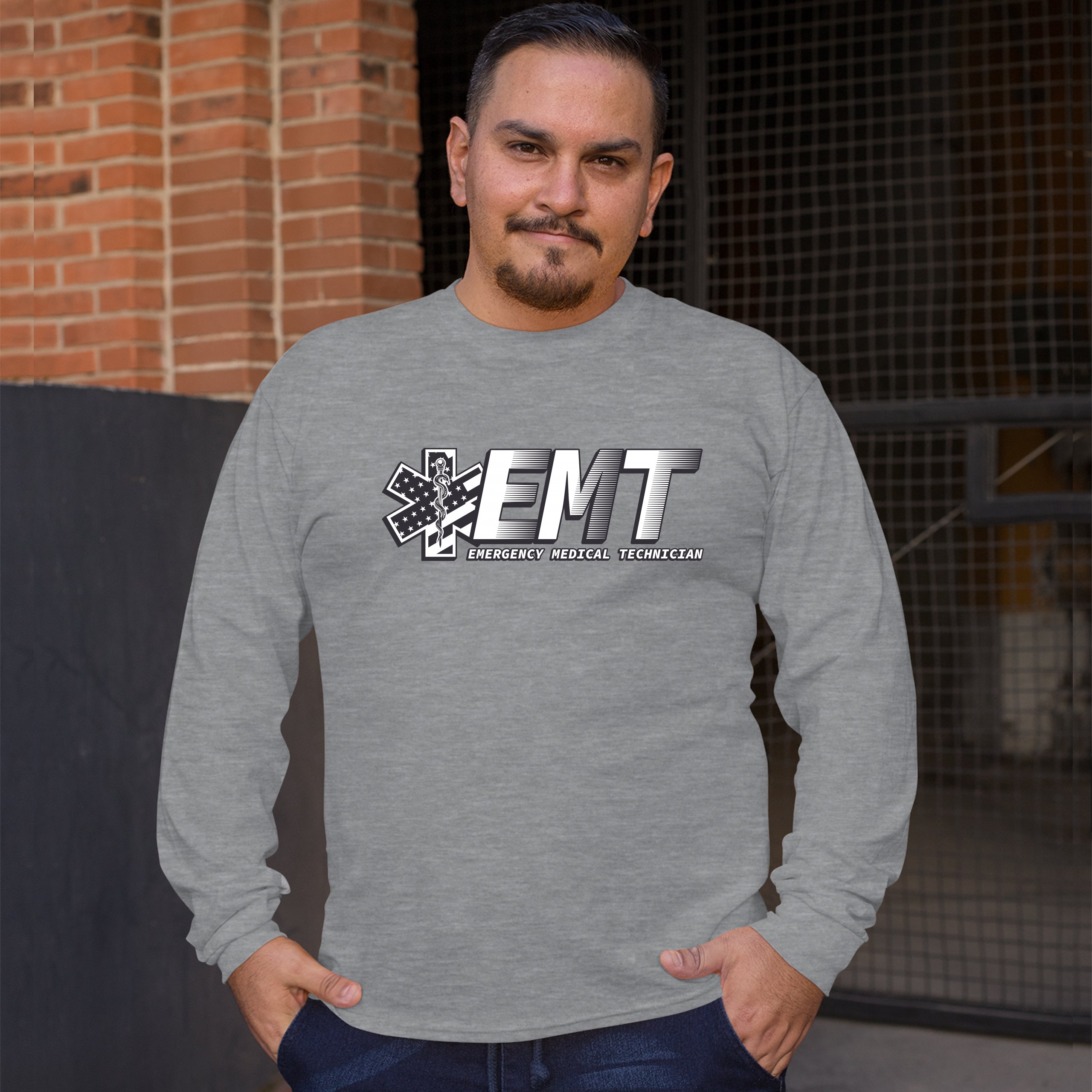 EMT Emergency Medical Technician Long Sleeve T-shirt EMS Paramedic Star of Life - Picture 9 of 45