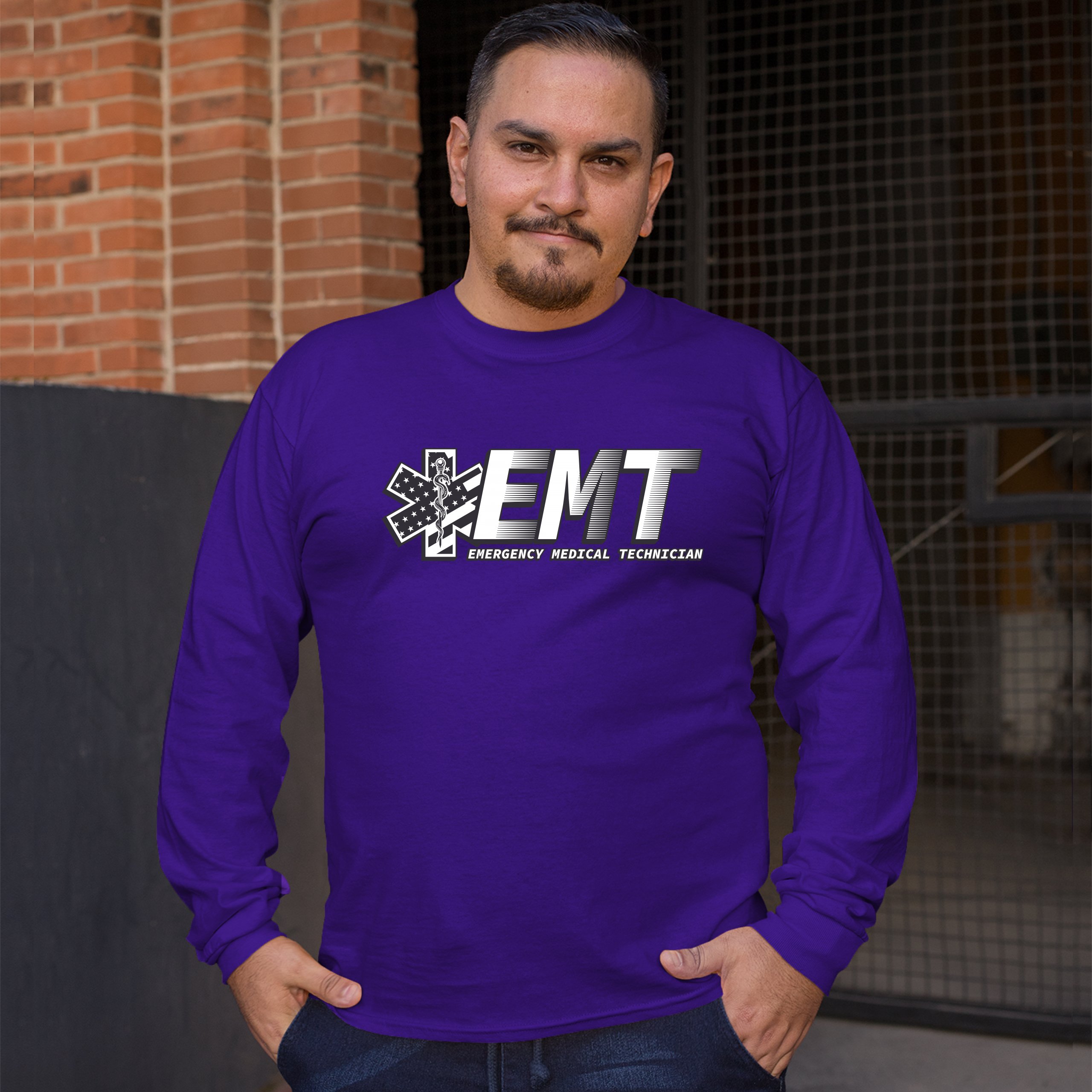 EMT Emergency Medical Technician Long Sleeve T-shirt EMS Paramedic Star of Life - Picture 13 of 45