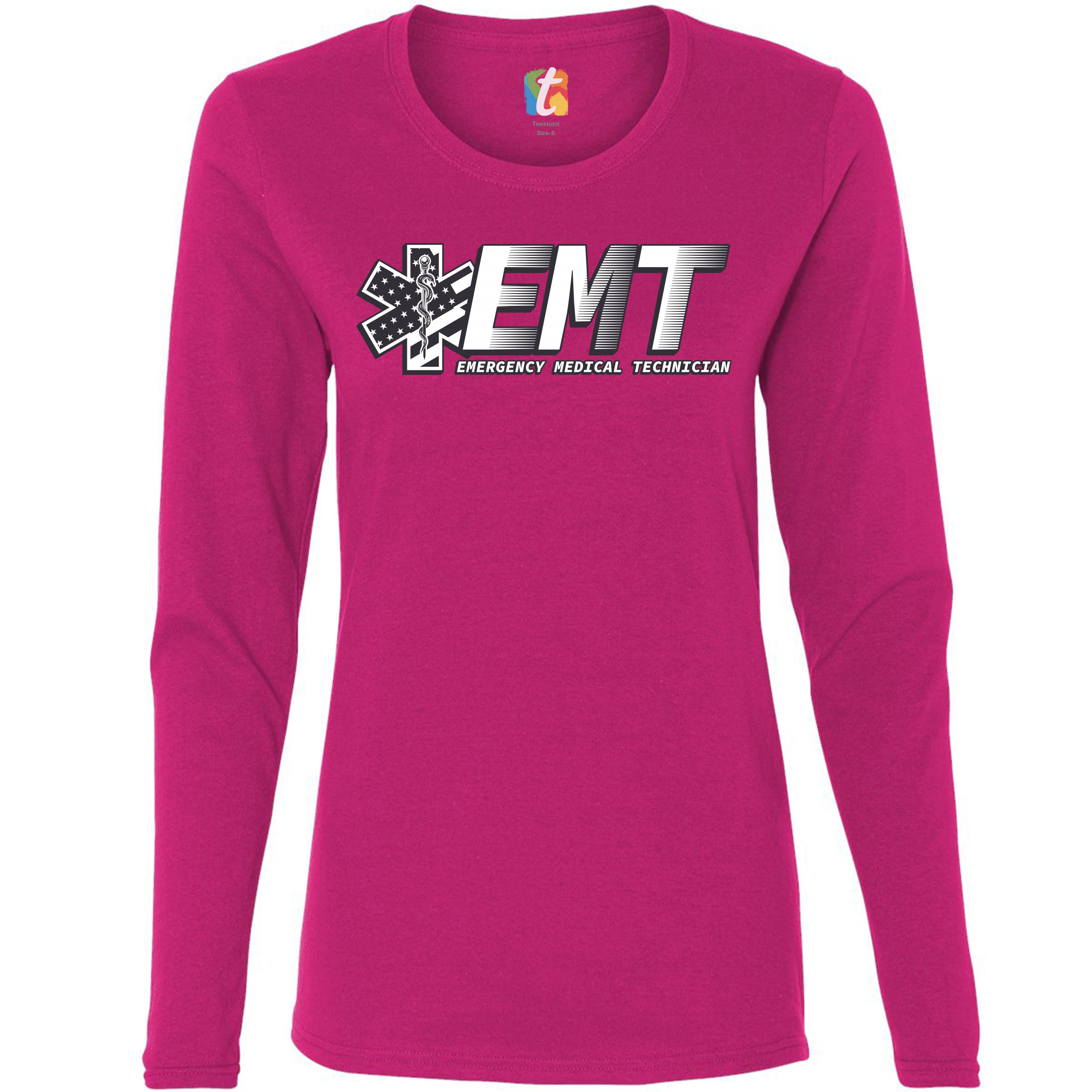 EMT Emergency Medical Technician Women's Long Sleeve T-shirt EMS Paramedic - Picture 27 of 29