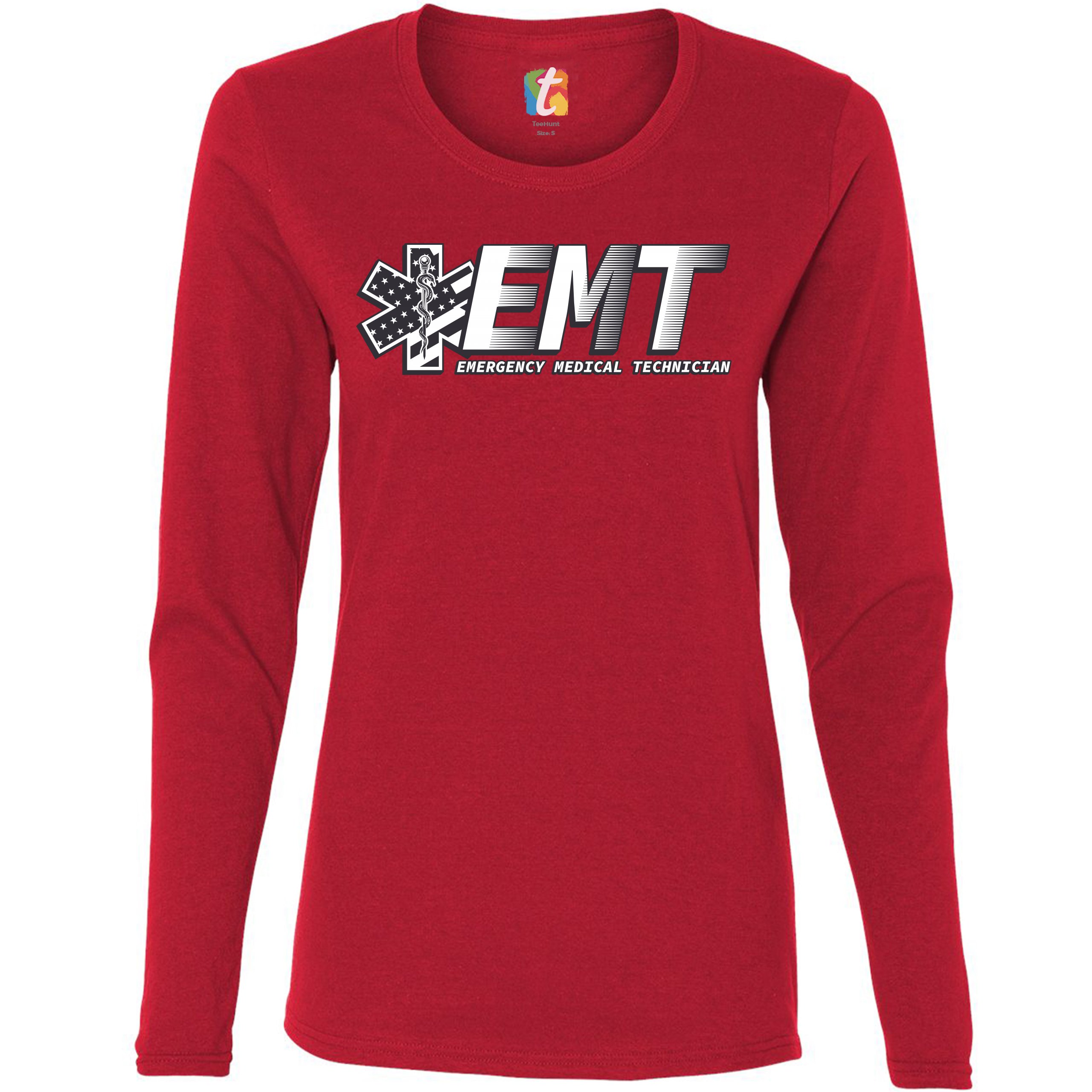 EMT Emergency Medical Technician Women's Long Sleeve T-shirt EMS Paramedic - Picture 11 of 29
