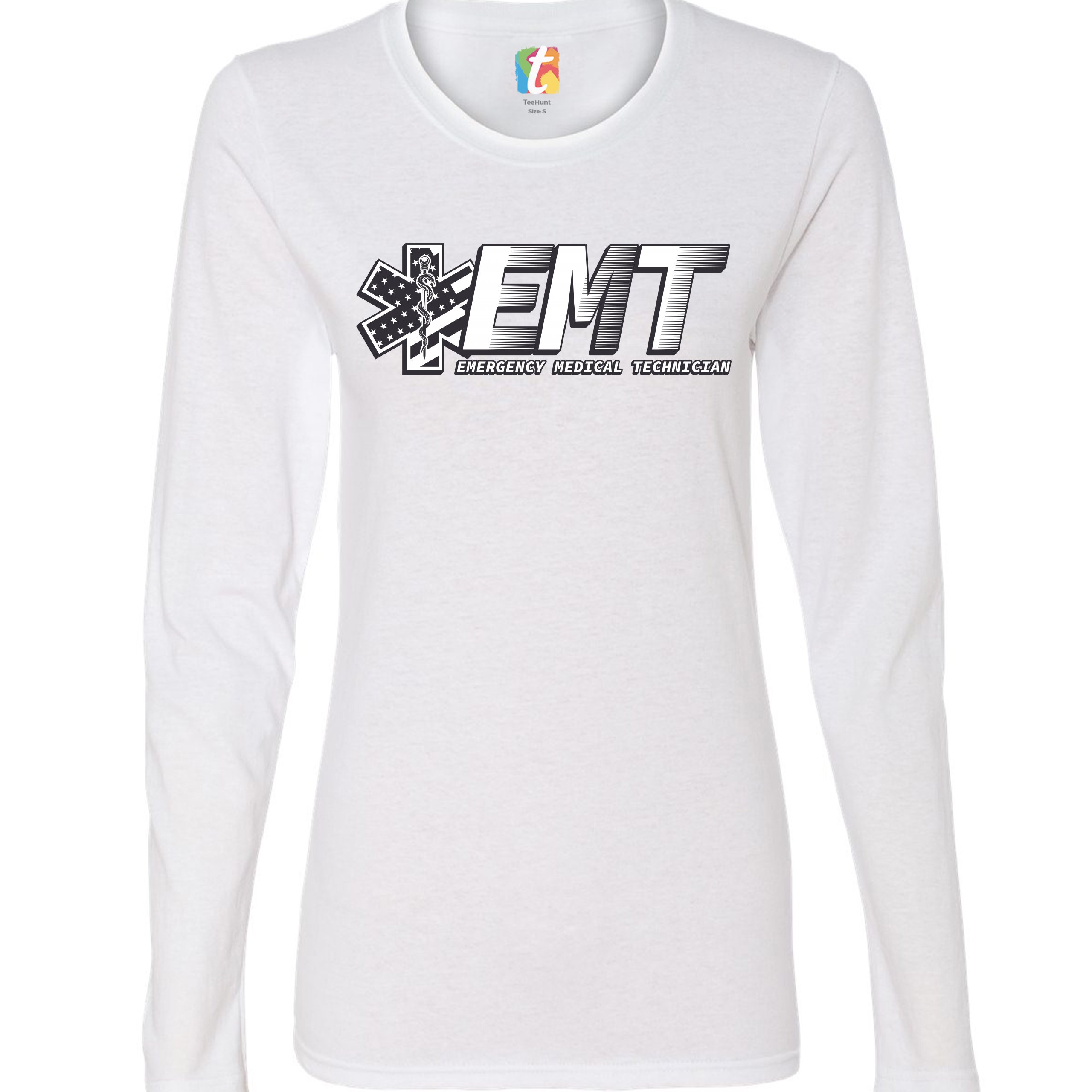 EMT Emergency Medical Technician Women's Long Sleeve T-shirt EMS Paramedic - Picture 15 of 29