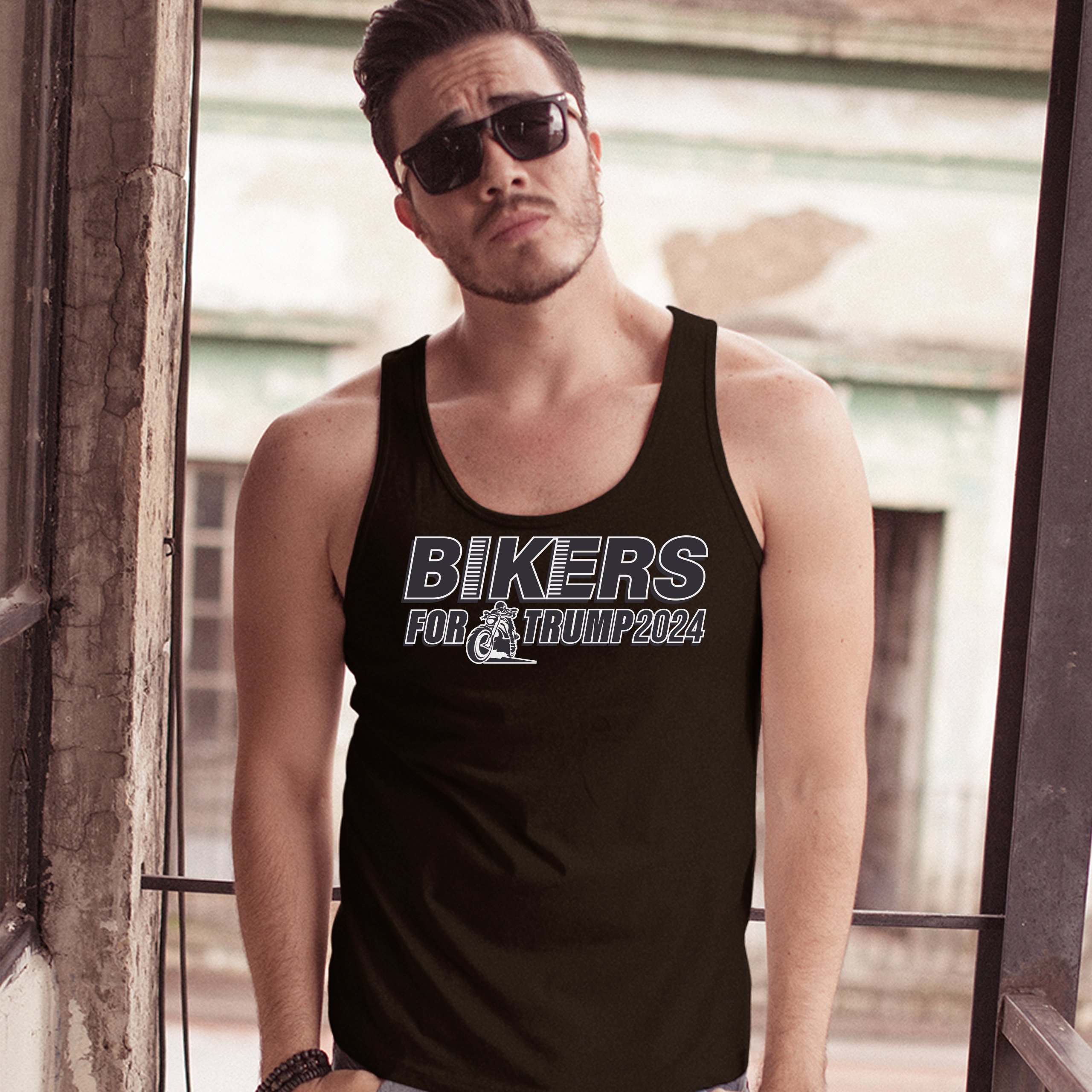 Bikers for Trump 2024 Tank Top Donald Trump Motorcycle Rally MAGA Men's Top - Picture 5 of 21