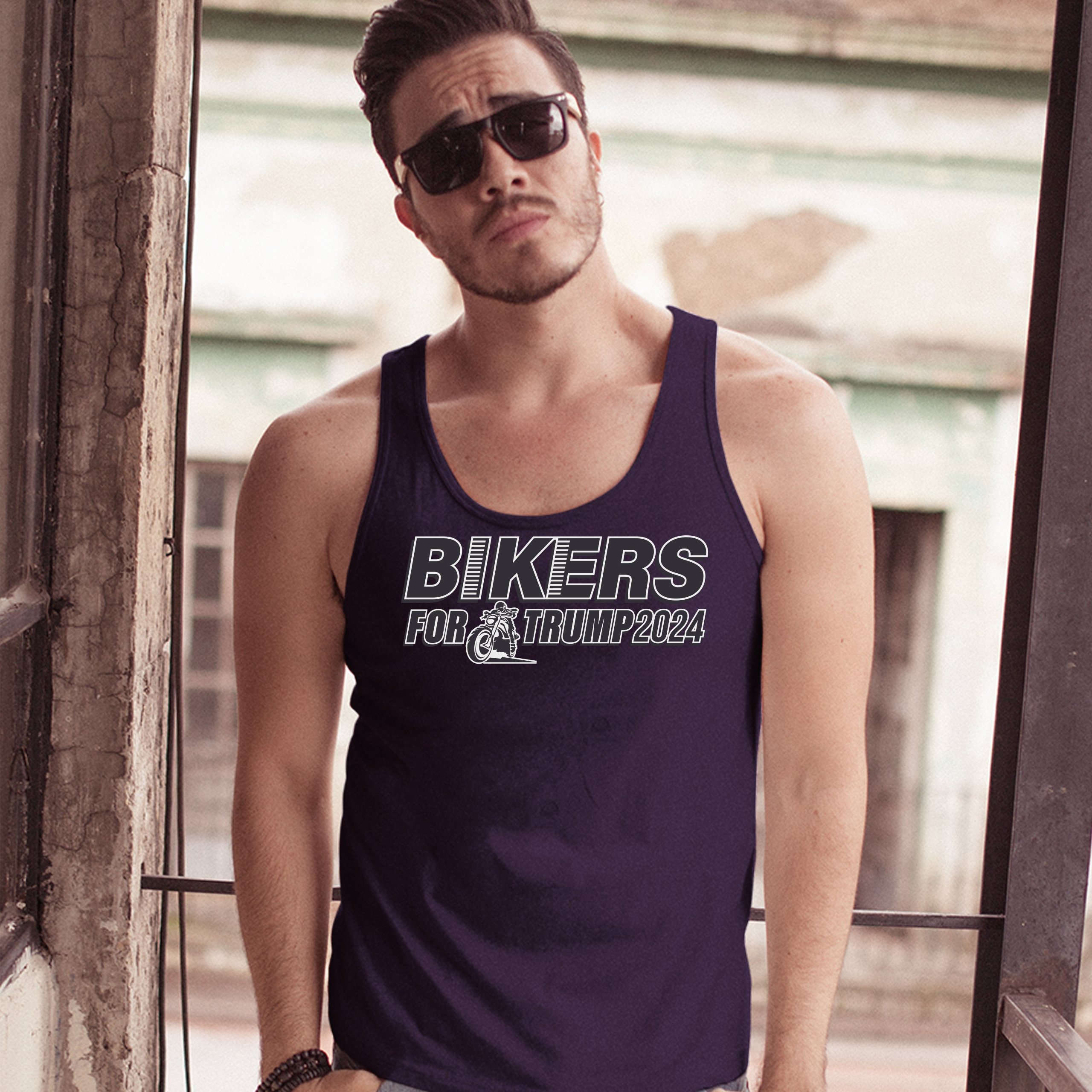 Bikers for Trump 2024 Tank Top Donald Trump Motorcycle Rally MAGA Men's Top - Picture 21 of 21