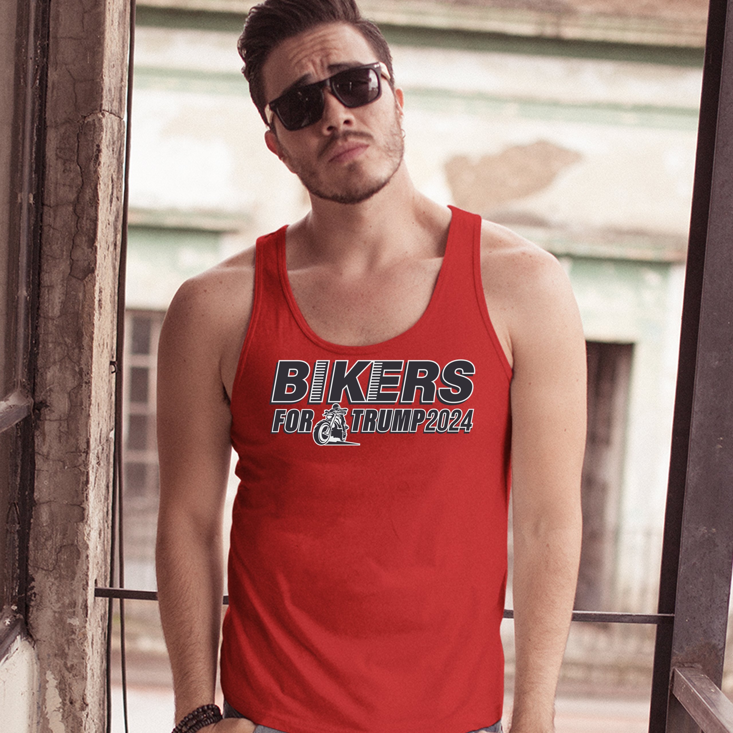 Bikers for Trump 2024 Tank Top Donald Trump Motorcycle Rally MAGA Men's Top - Picture 13 of 21