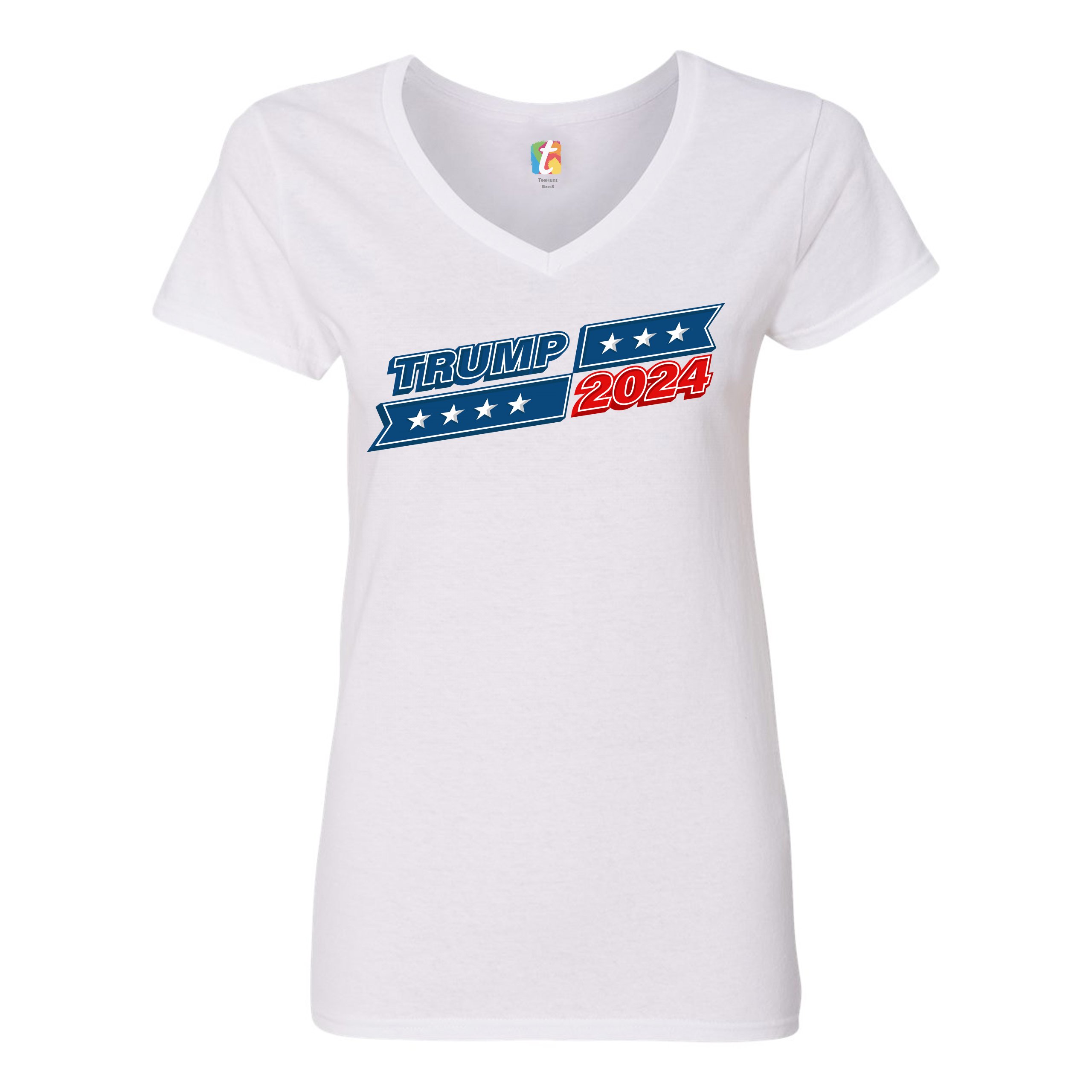 Trump 2024 Women's V-Neck T-shirt Re-elect Donald Trump Keep America ...