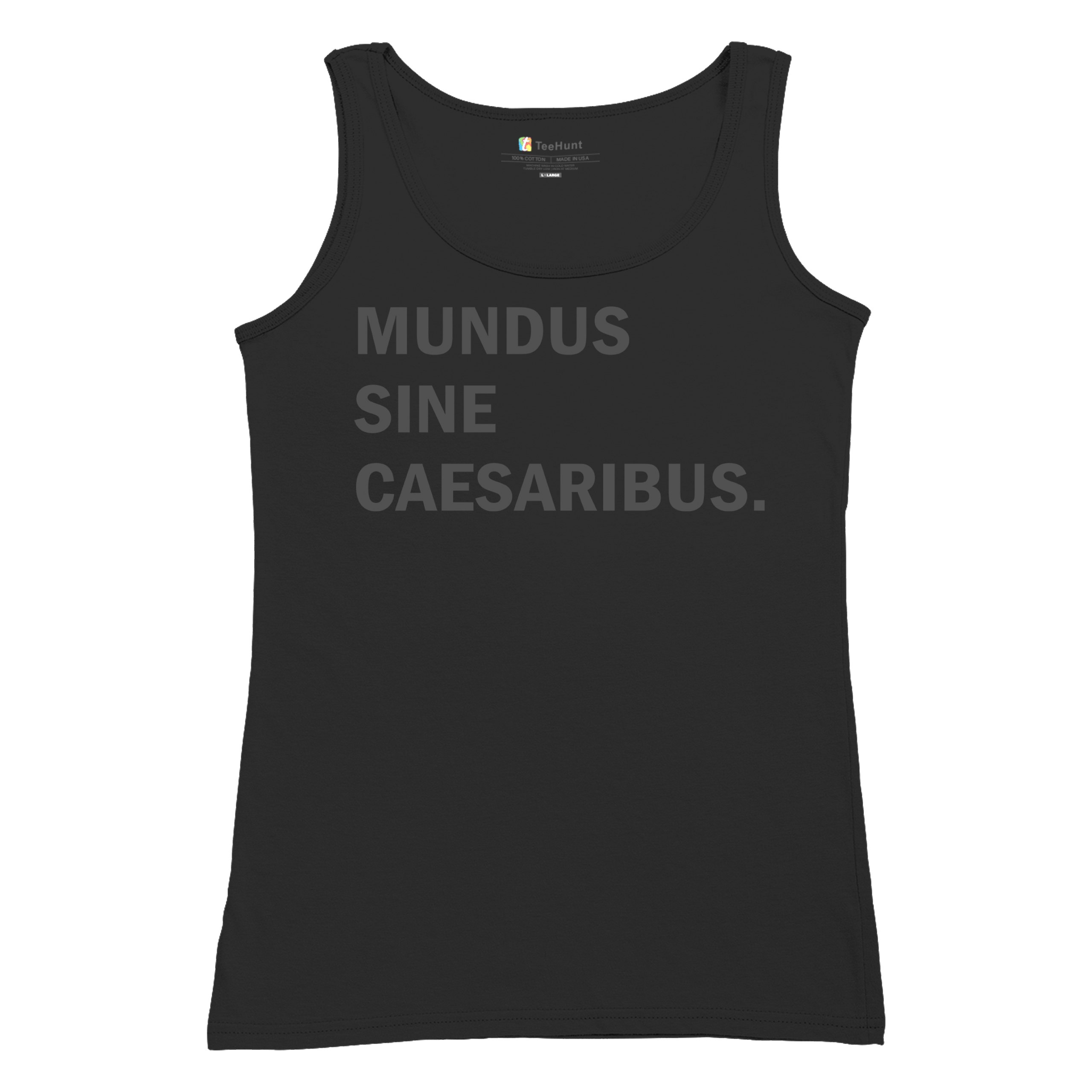 Camiseta sin mangas Mundus Sine Caesaribus para mujer Un mundo sin césares parodia divertida - Imagen 6 de 22