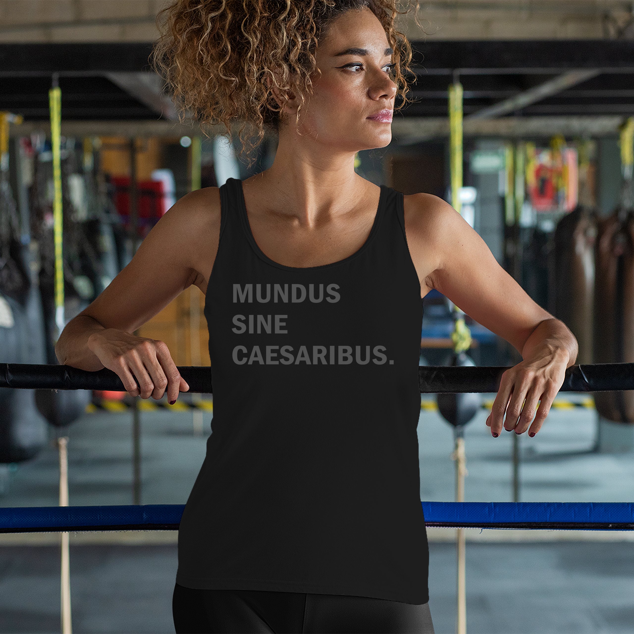 Camiseta sin mangas Mundus Sine Caesaribus para mujer Un mundo sin césares parodia divertida - Imagen 5 de 22