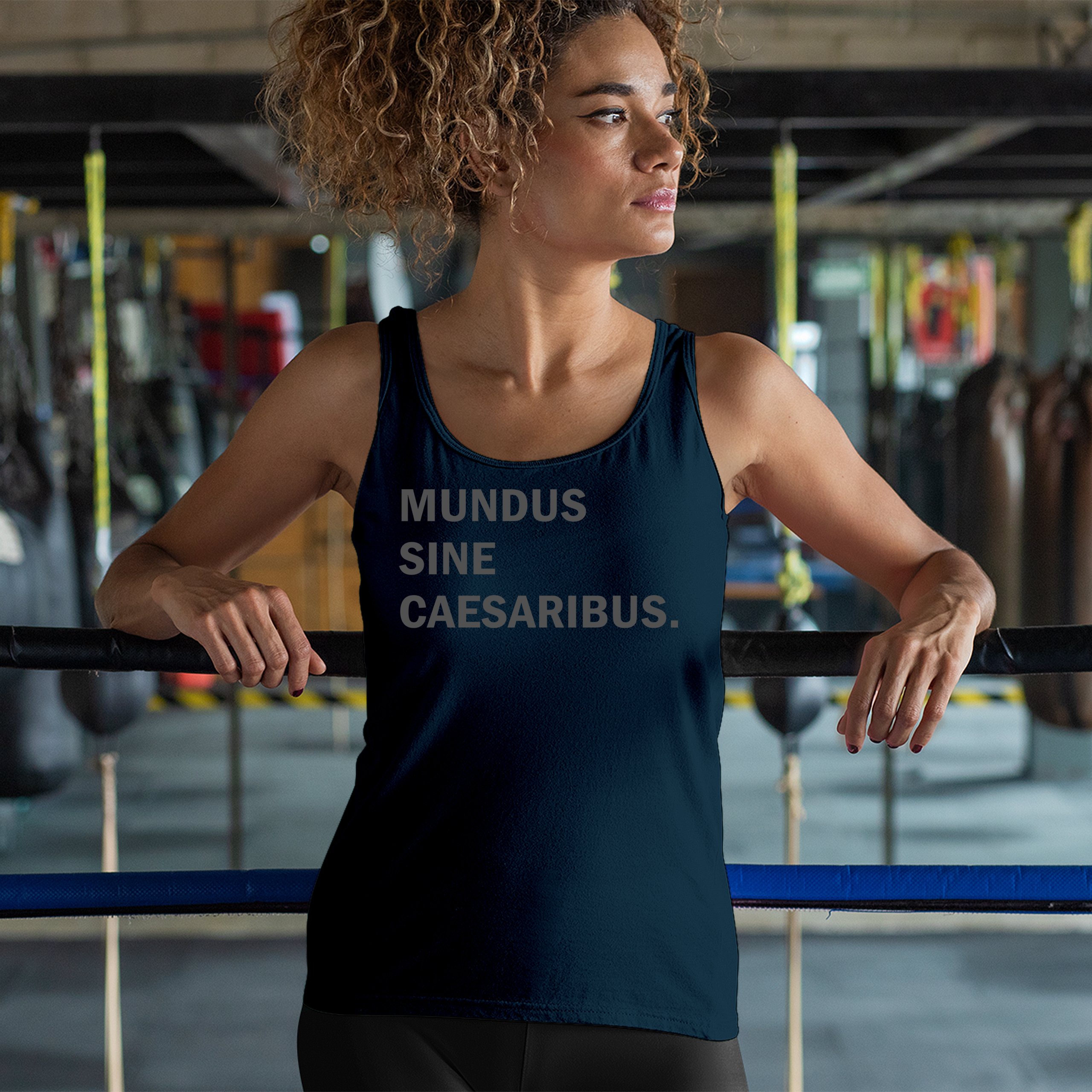 Camiseta sin mangas Mundus Sine Caesaribus para mujer Un mundo sin césares parodia divertida - Imagen 19 de 22