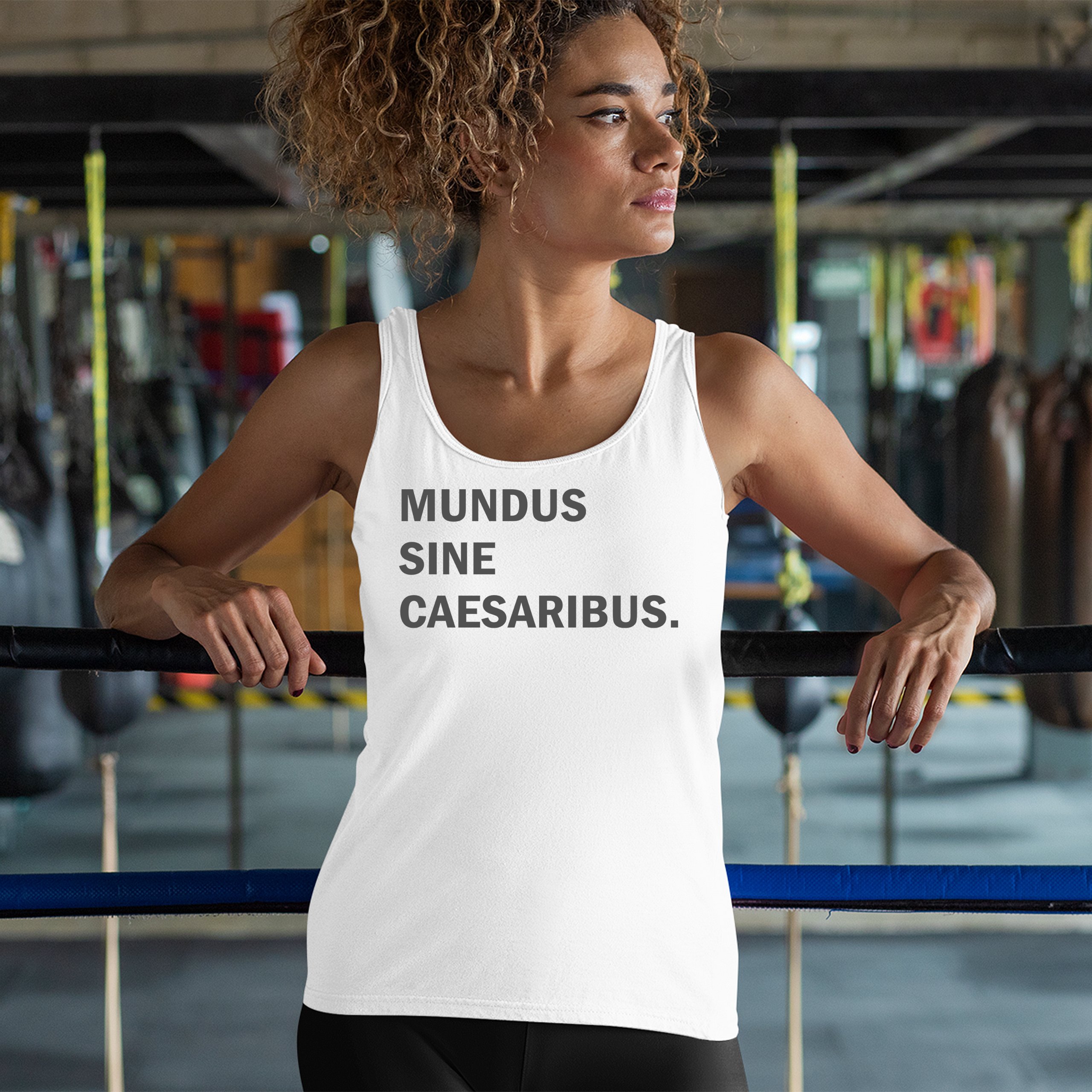 Camiseta sin mangas Mundus Sine Caesaribus para mujer Un mundo sin césares parodia divertida - Imagen 12 de 22