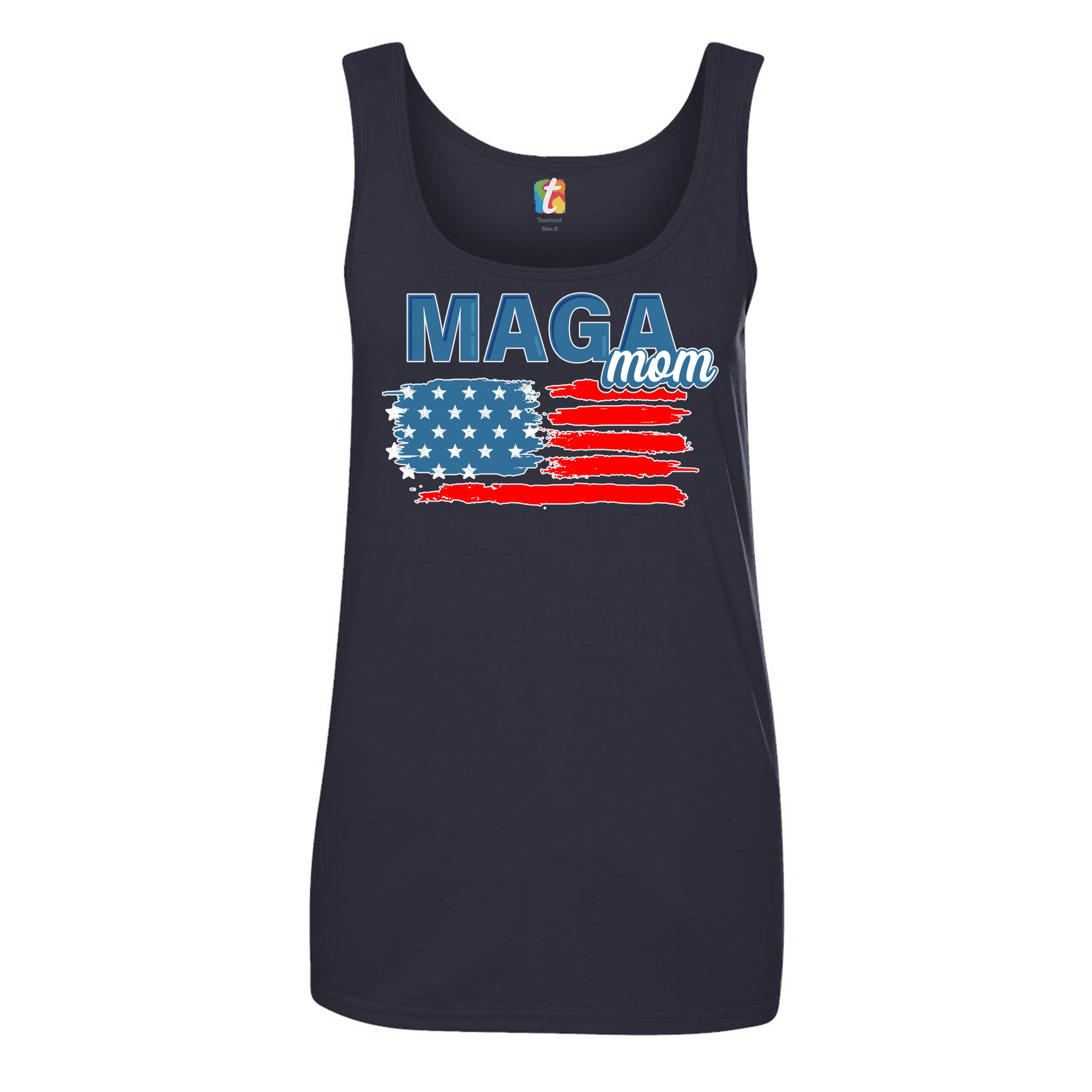 MAGA Mom American Flag Women's Tank Top Donald Trump 2024 Keep America Great - Picture 15 of 21