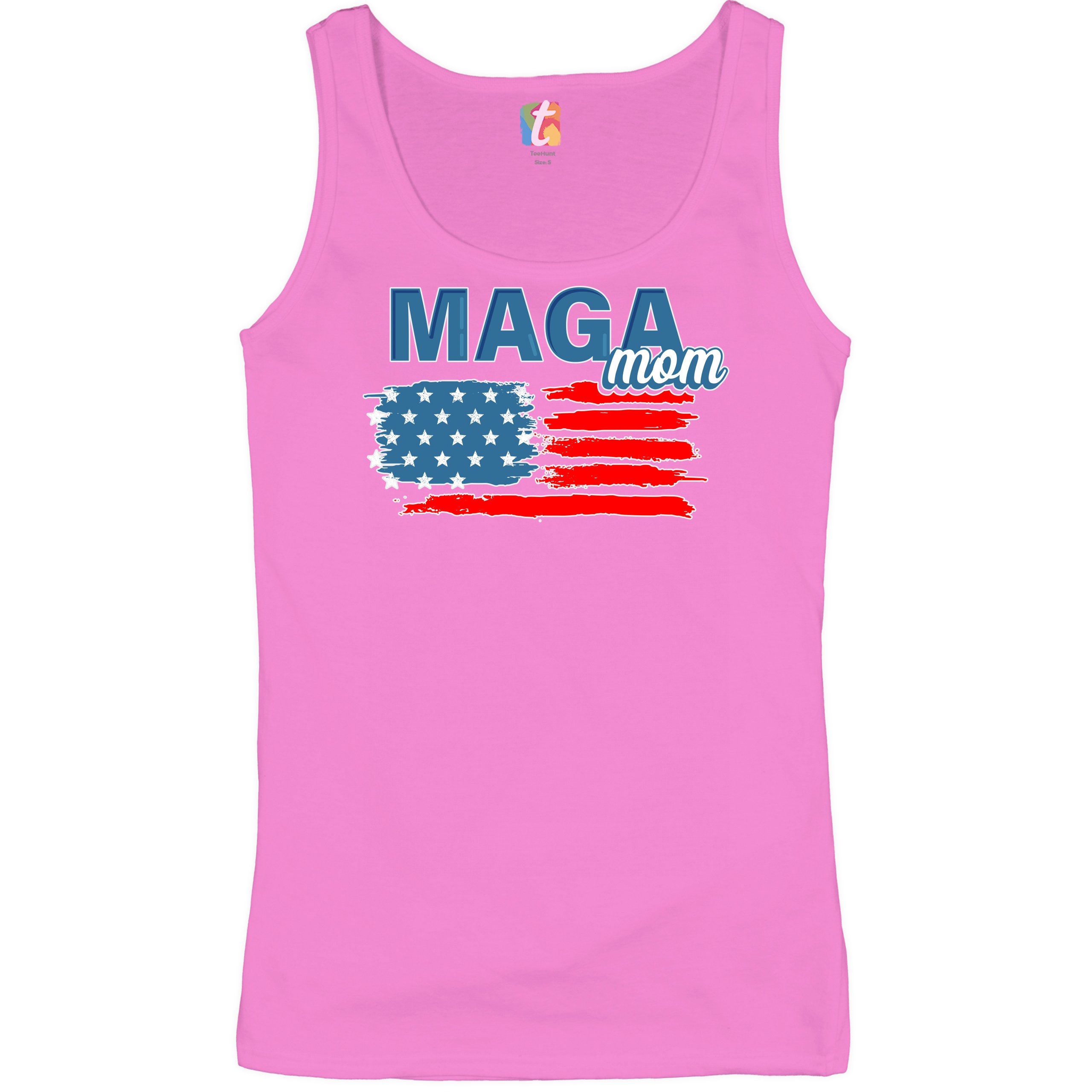 MAGA Mom American Flag Women's Tank Top Donald Trump 2024 Keep America Great - Picture 18 of 21