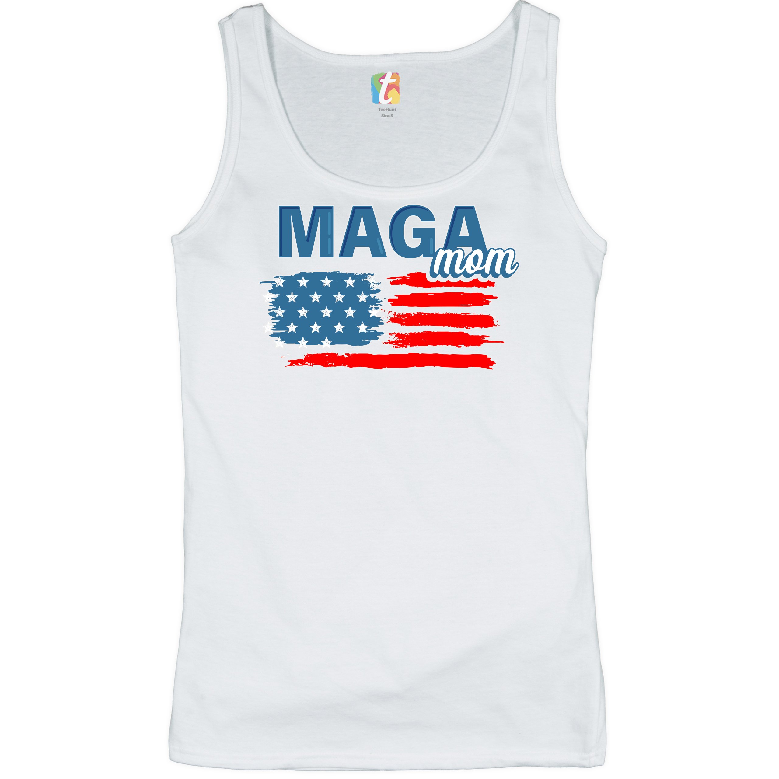 MAGA Mom American Flag Women's Tank Top Donald Trump 2024 Keep America Great - Picture 10 of 21