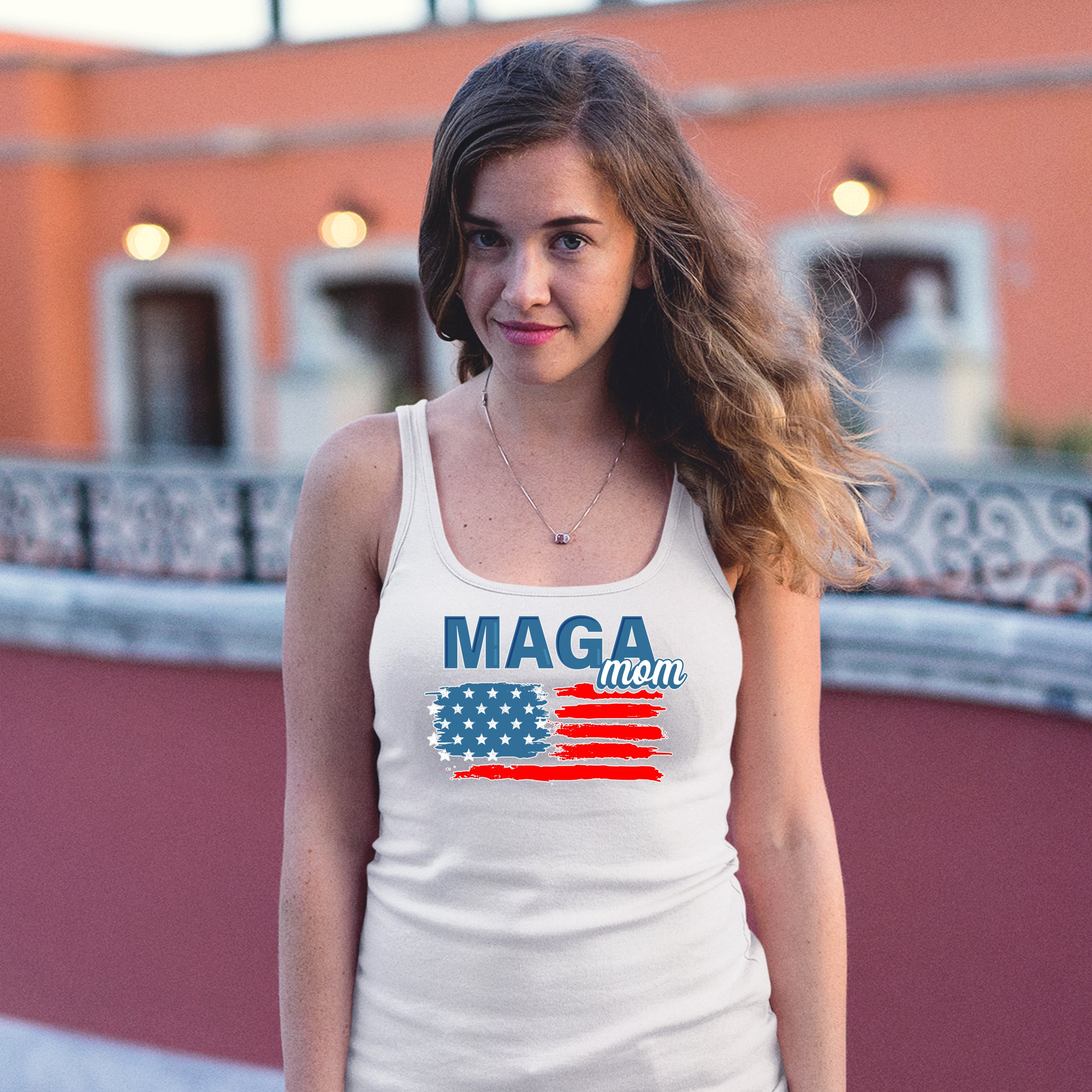 MAGA Mom American Flag Women's Tank Top Donald Trump 2024 Keep America Great - Picture 13 of 21