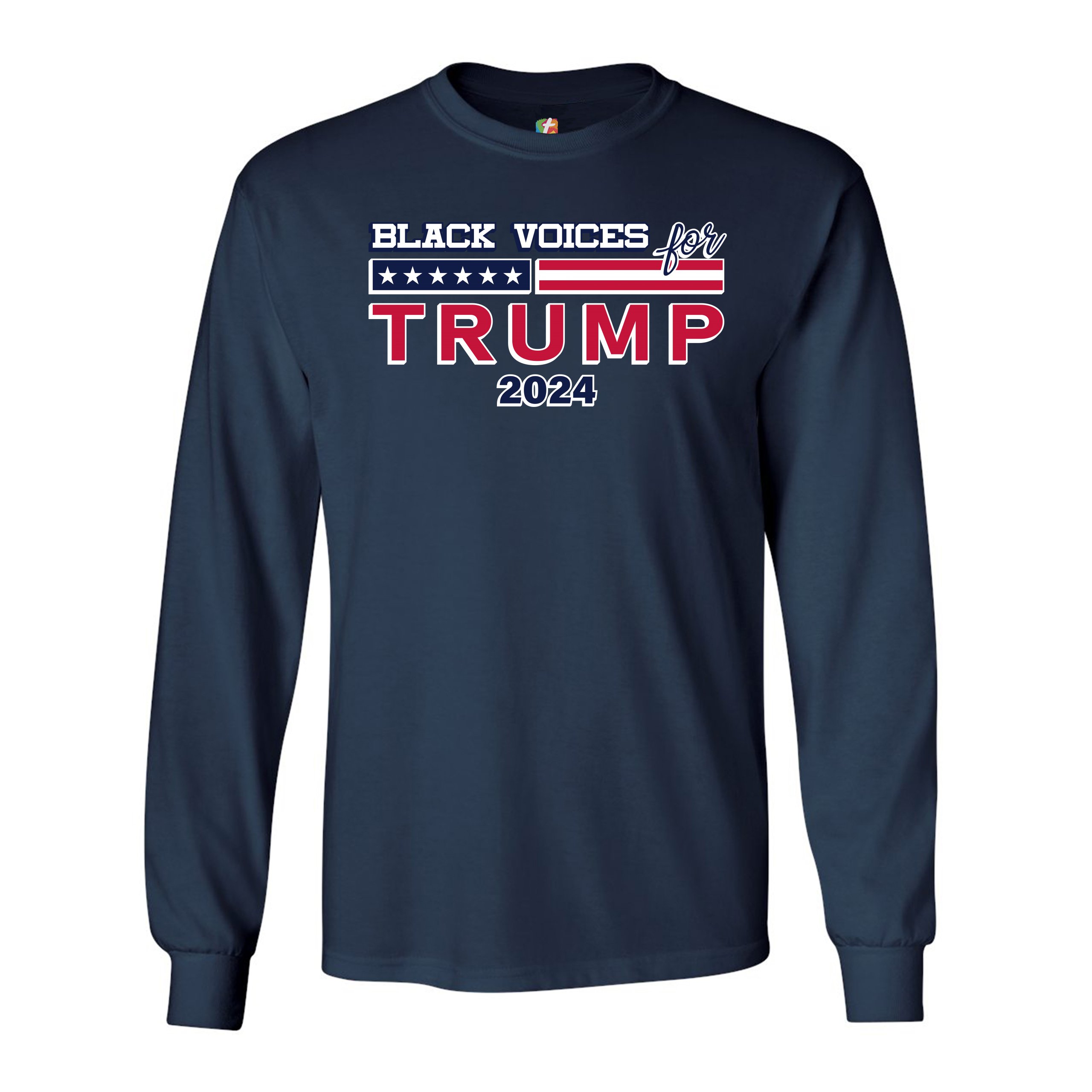 Black Voices For Trump Long Sleeve T-shirt Donald Trump 2024 Stars and ...