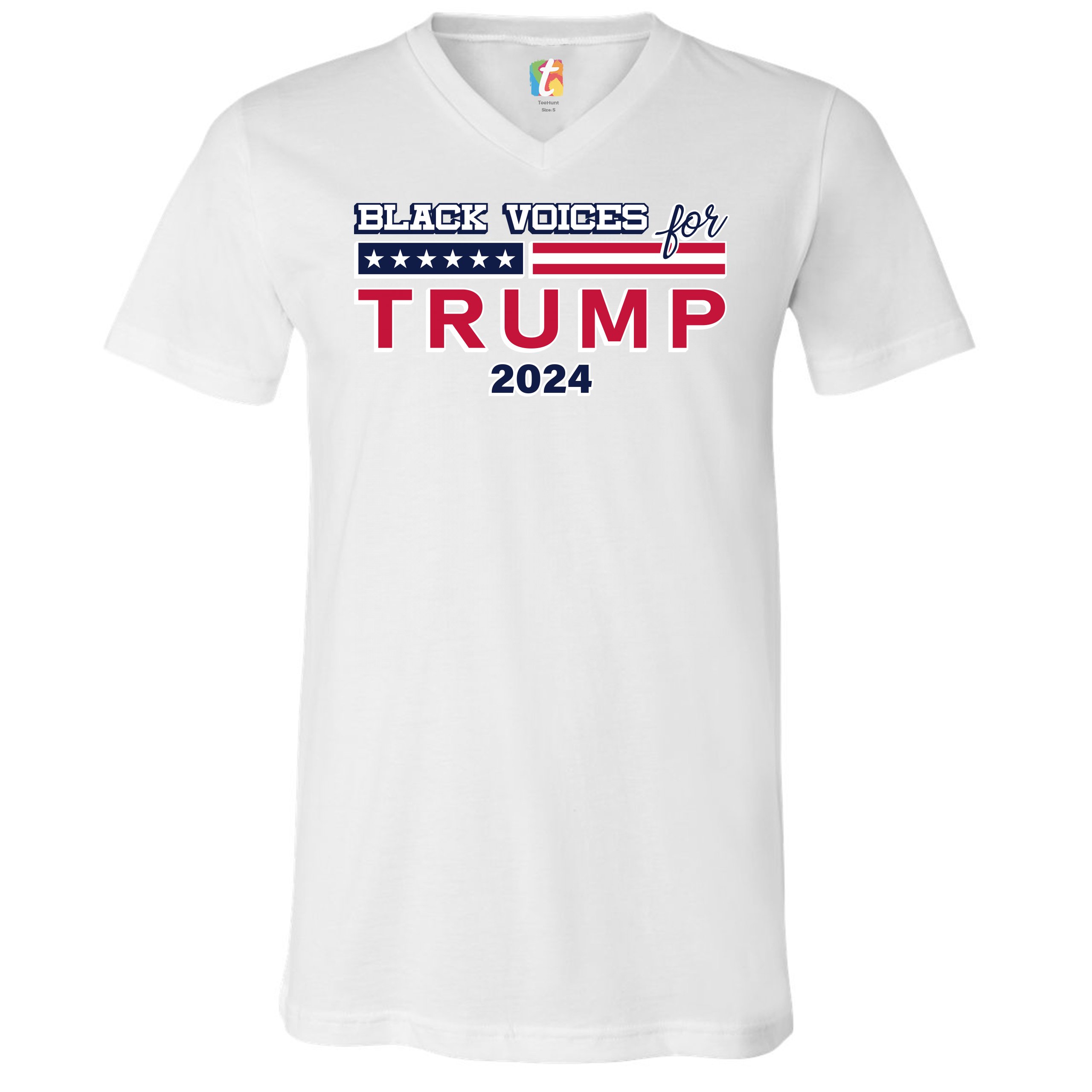 Black Voices For Trump V Neck T Shirt Donald Trump 2024 Stars And