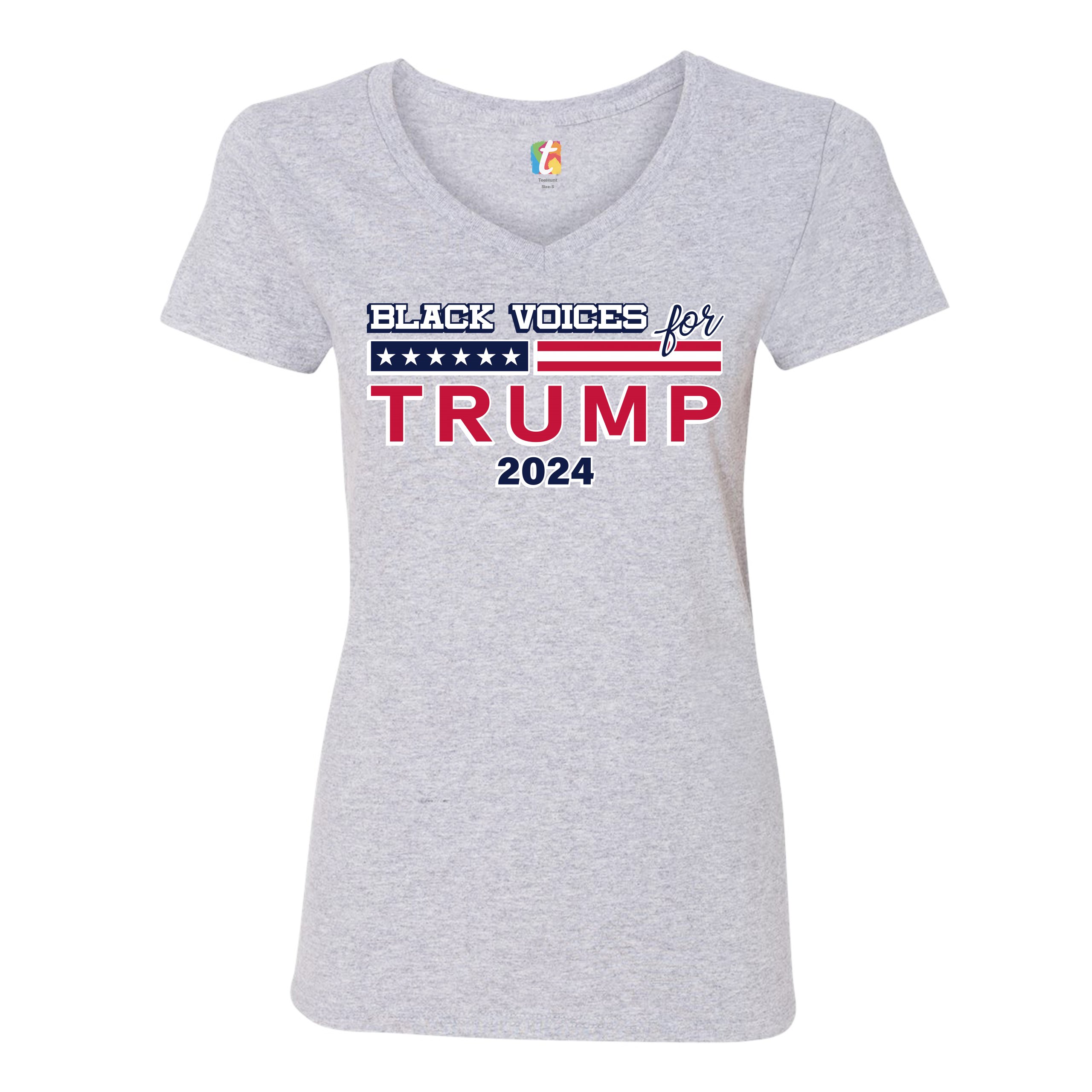 Black Voices For Trump Women's V-Neck T-shirt Donald Trump 2024 MAGA ...