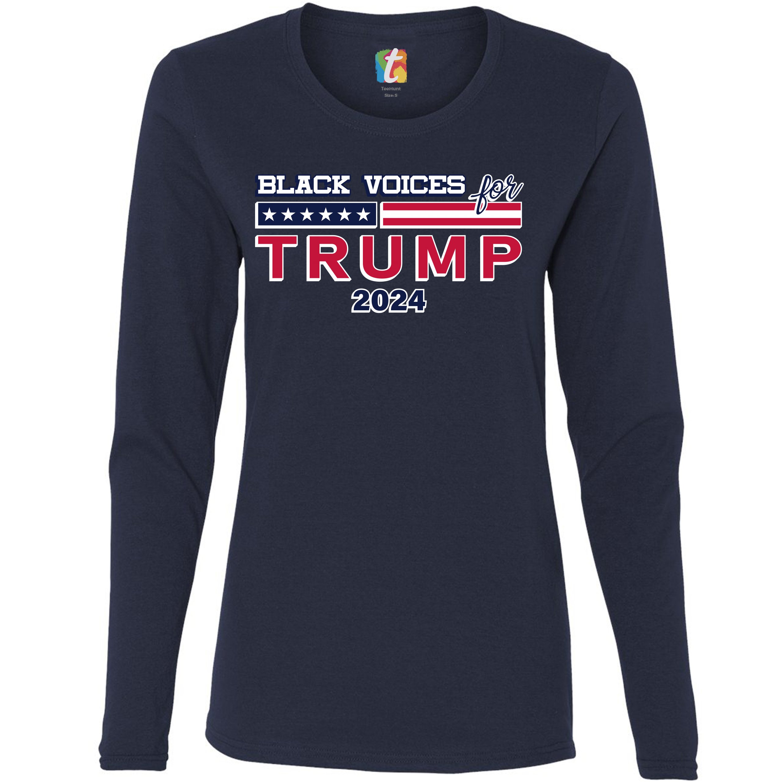 Black Voices For Trump Women's Long Sleeve Tshirt Donald Trump 2024