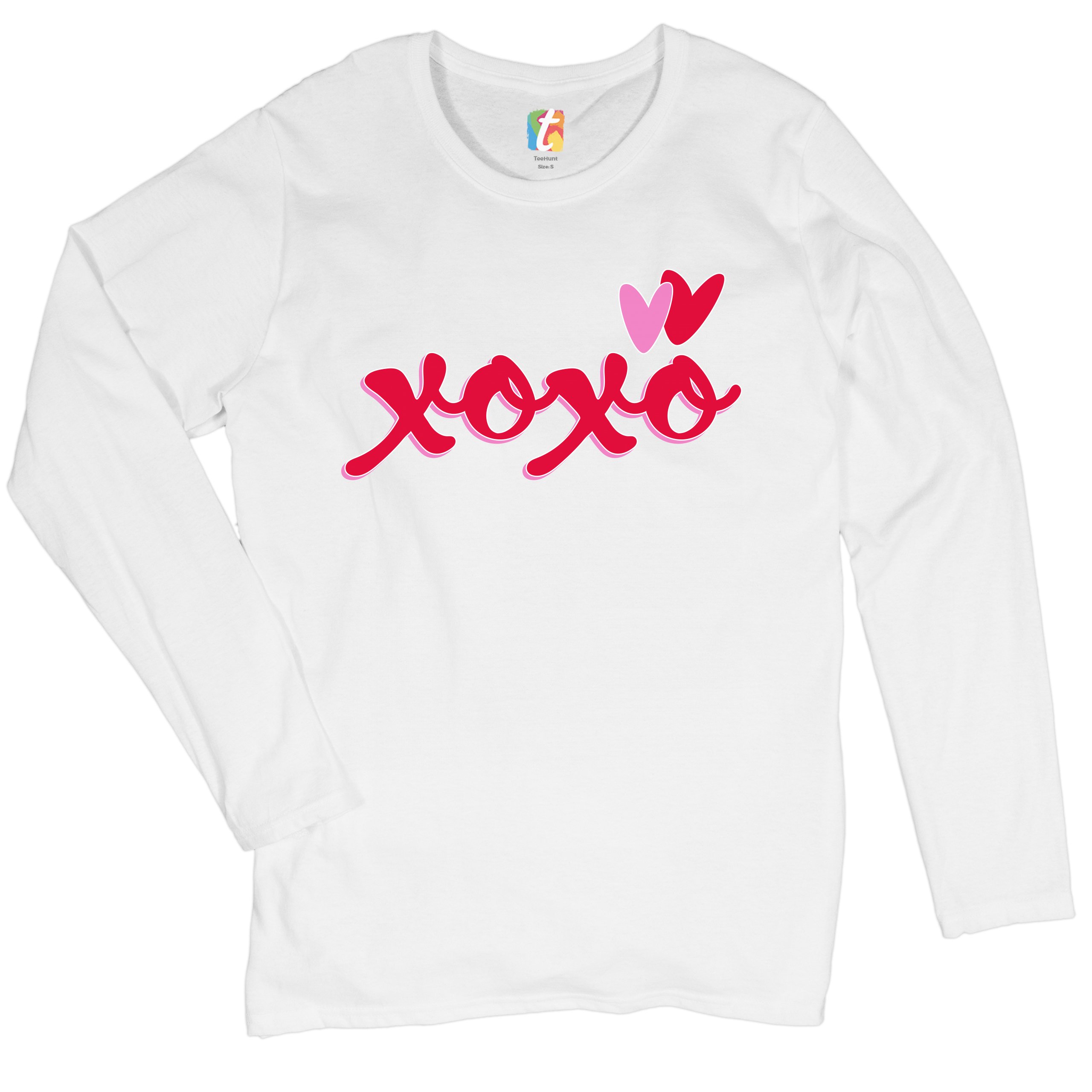 XOXO Women's Long Sleeve T-shirt Romance Valentine's Day Hearts Passion Love