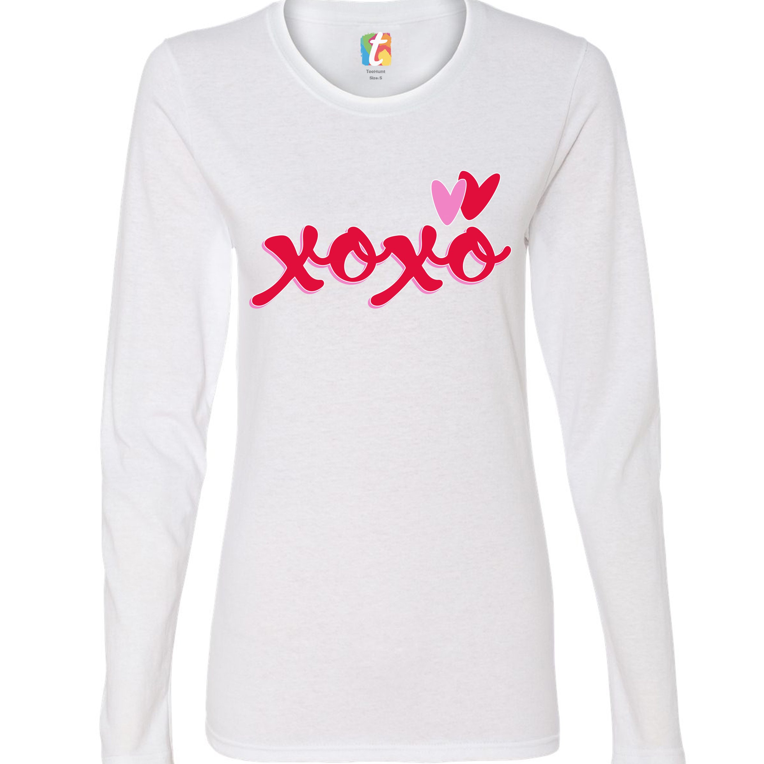 XOXO Women's Long Sleeve T-shirt Romance Valentine's Day Hearts Passion Love