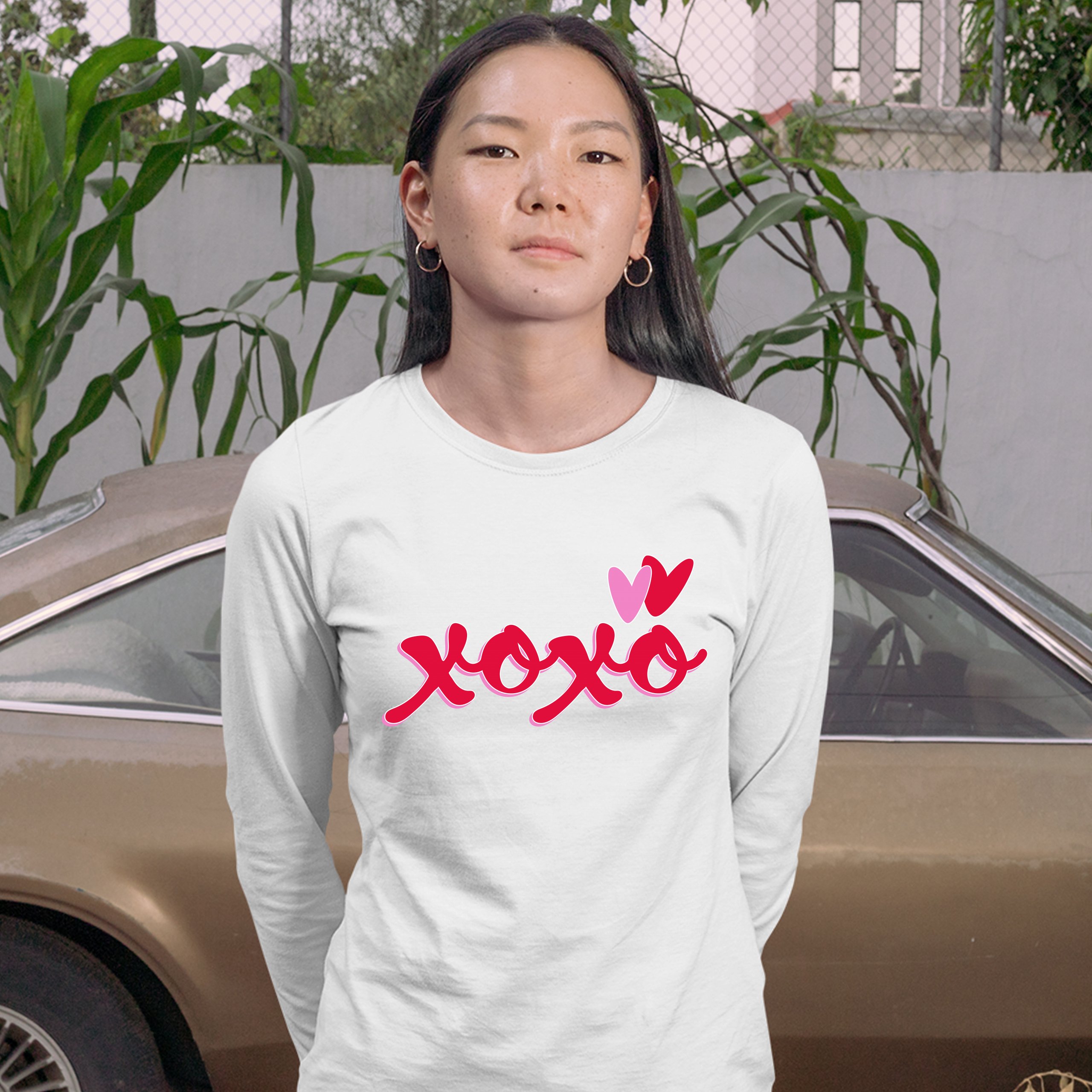 XOXO Women's Long Sleeve T-shirt Romance Valentine's Day Hearts Passion Love