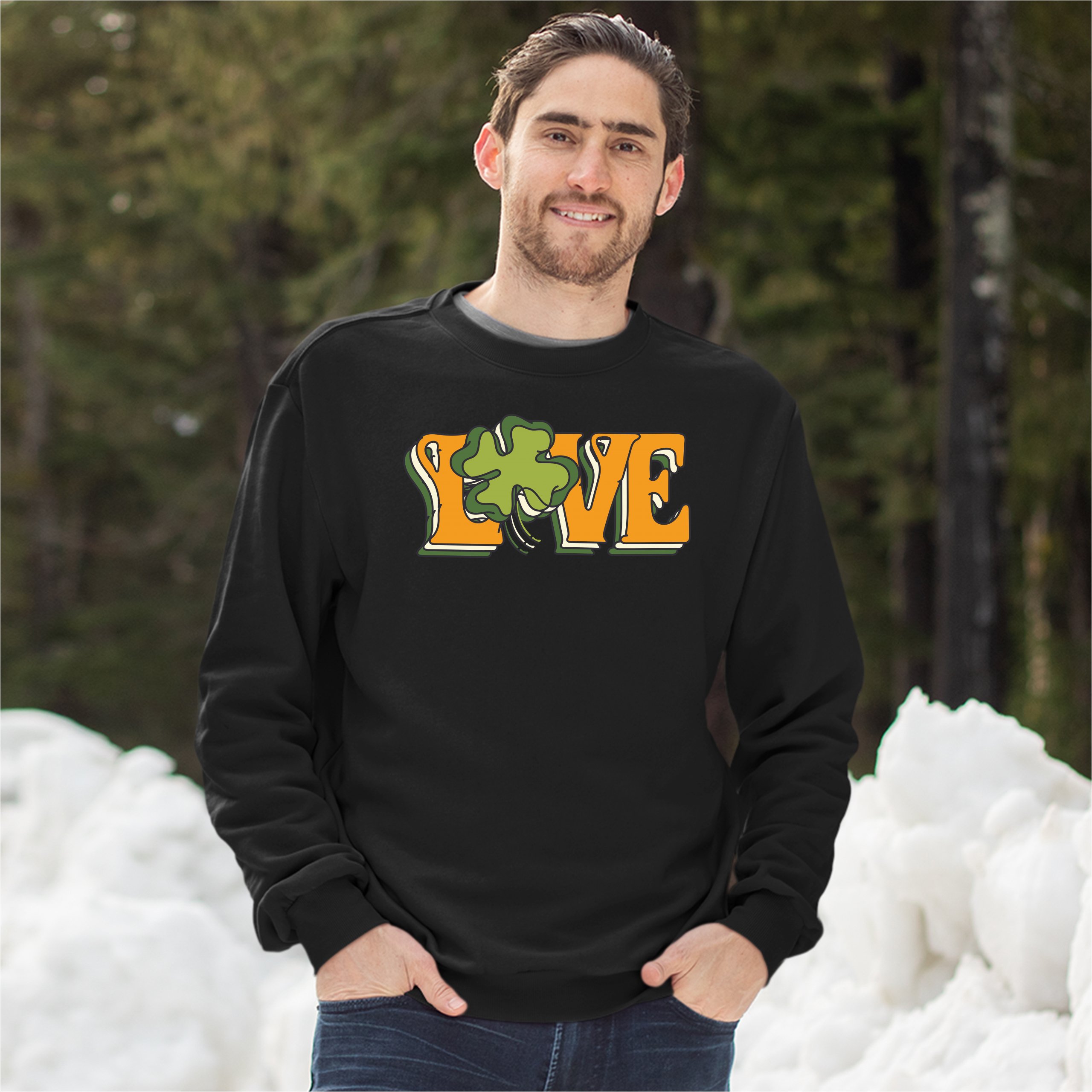 LOVE Sweatshirt Irish Shamrock St. Patrick's Day Holiday Clover Crewneck - Picture 10 of 36