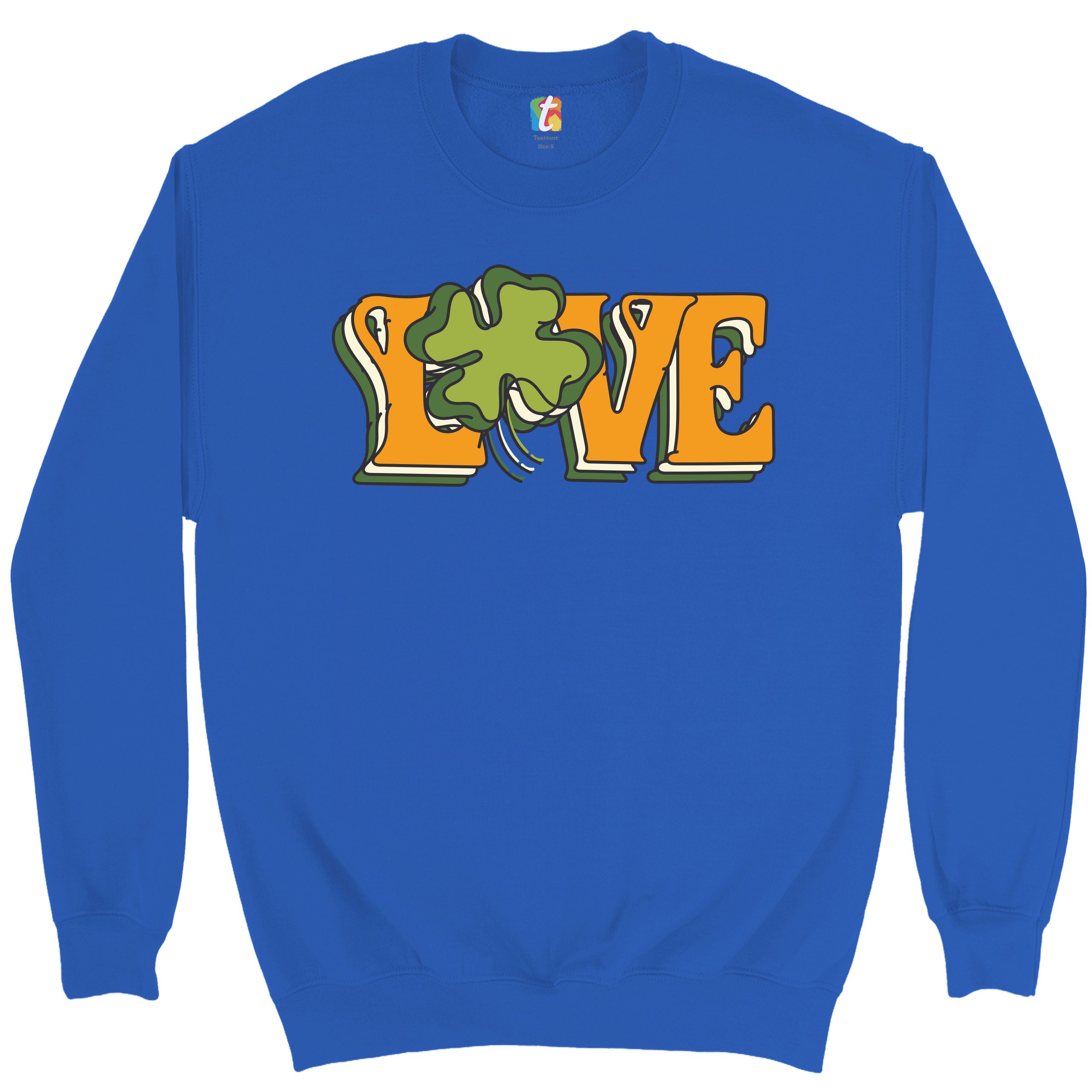 LOVE Sweatshirt Irish Shamrock St. Patrick's Day Holiday Clover Crewneck - Picture 32 of 36