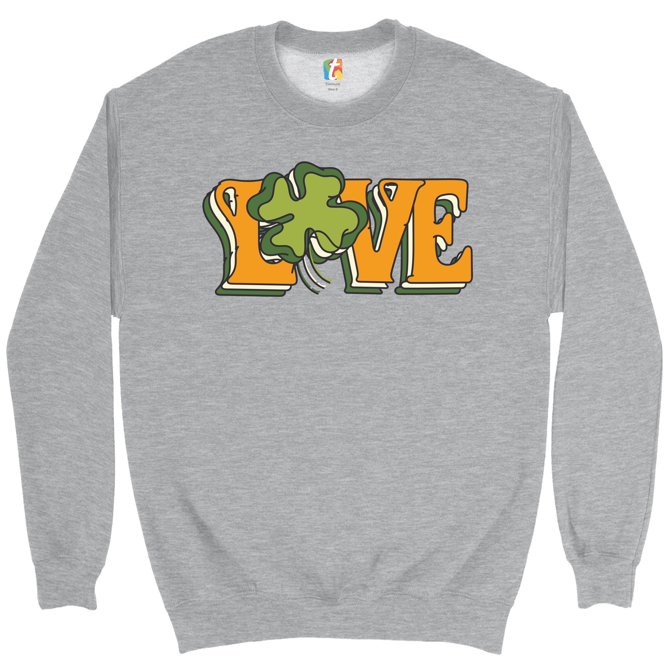 LOVE Sweatshirt Irish Shamrock St. Patrick's Day Holiday Clover Crewneck - Picture 12 of 36