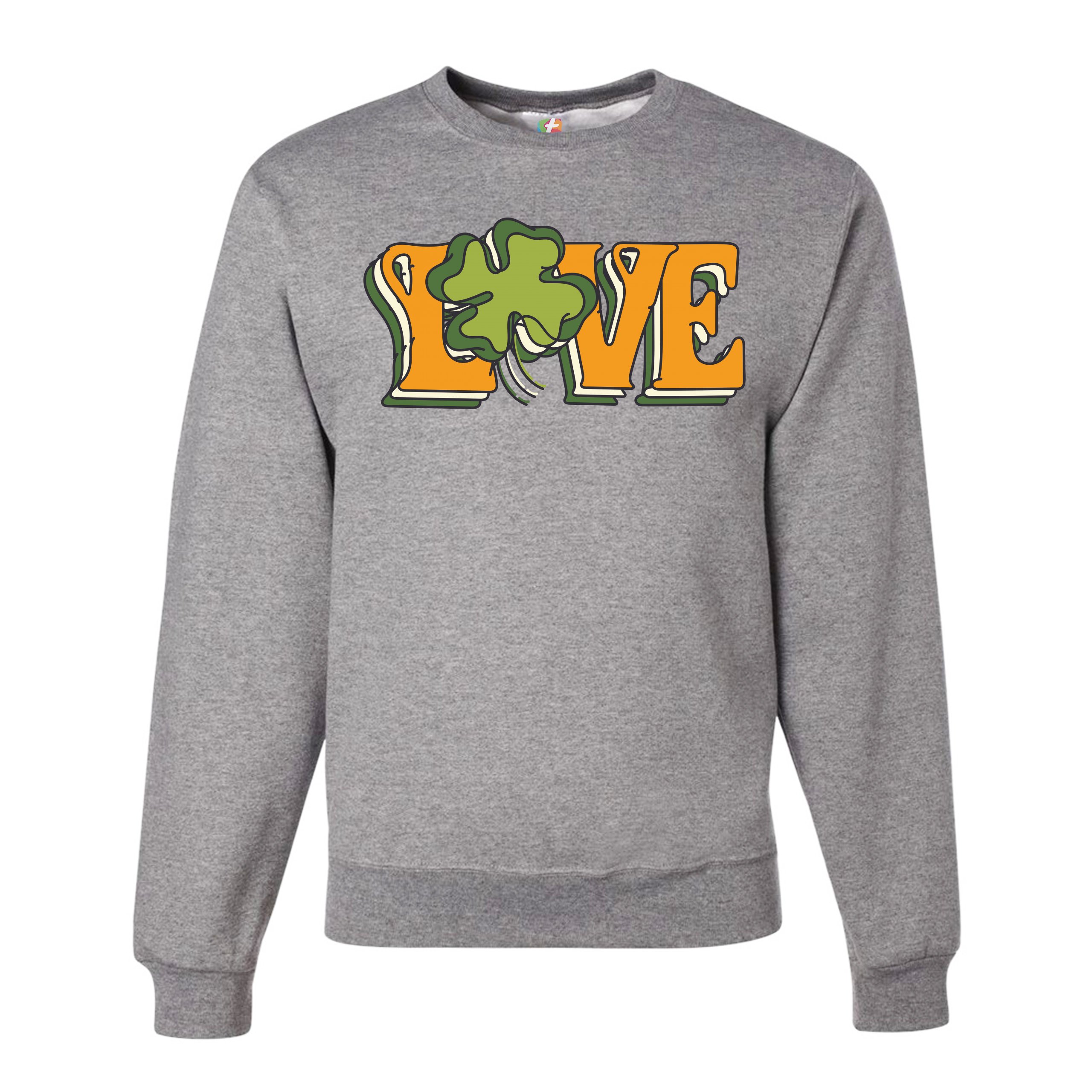 LOVE Sweatshirt Irish Shamrock St. Patrick's Day Holiday Clover Crewneck - Picture 13 of 36