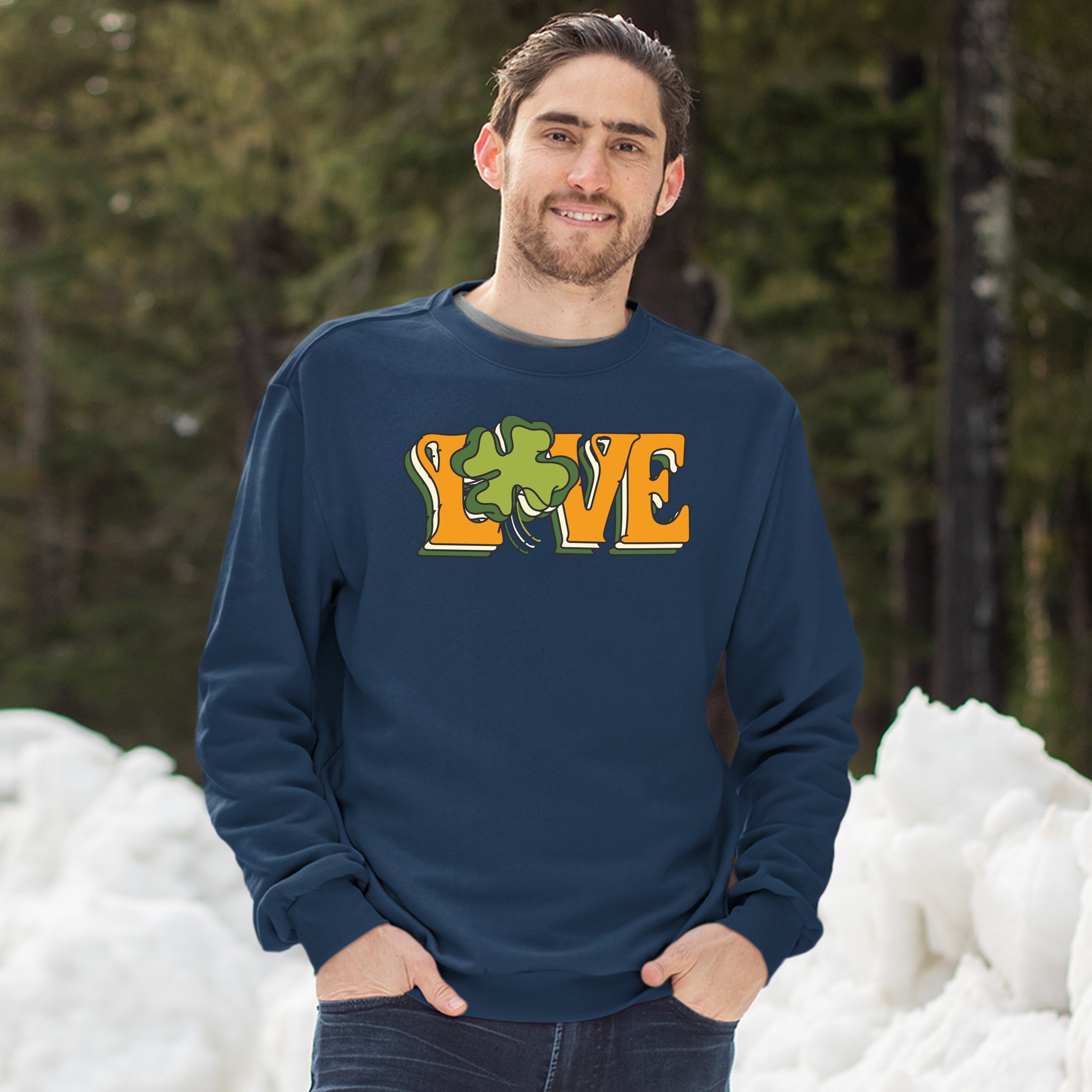 LOVE Sweatshirt Irish Shamrock St. Patrick's Day Holiday Clover Crewneck - Picture 30 of 36