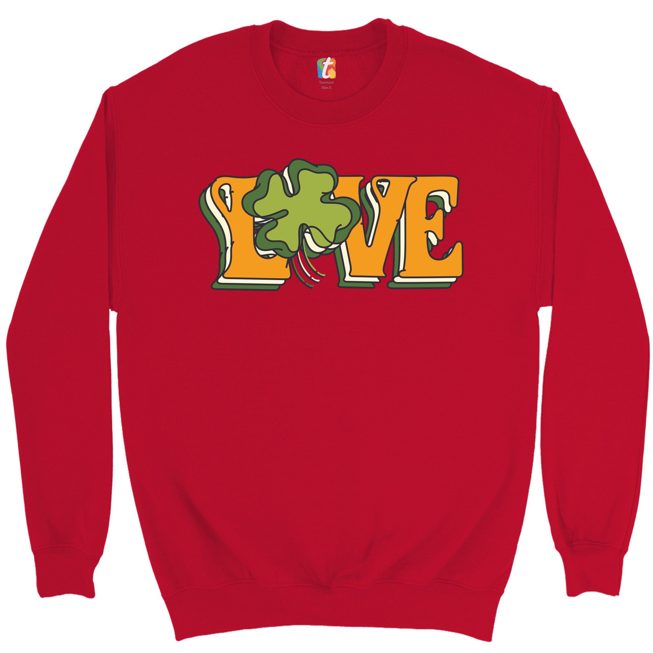 LOVE Sweatshirt Irish Shamrock St. Patrick's Day Holiday Clover Crewneck - Picture 17 of 36