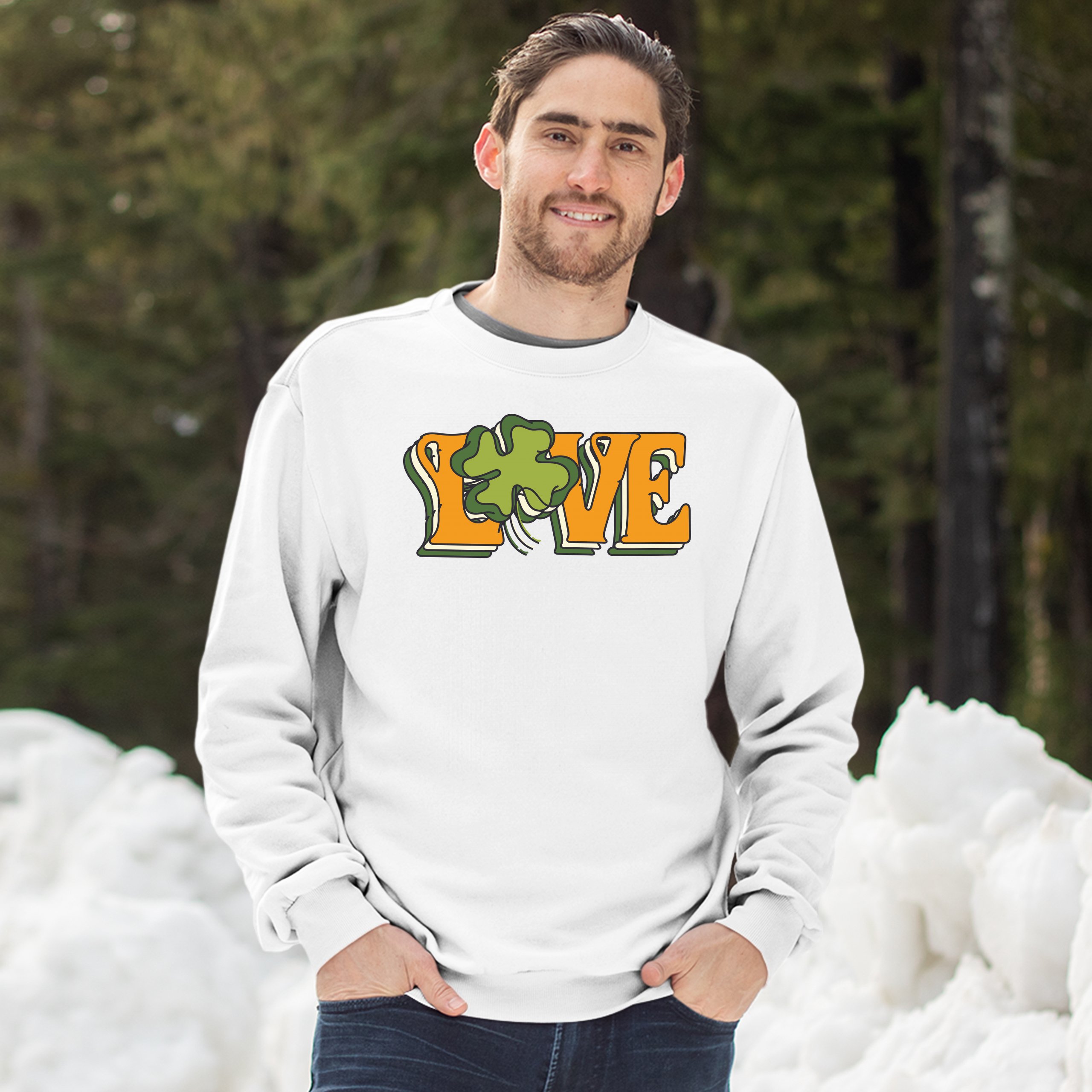 LOVE Sweatshirt Irish Shamrock St. Patrick's Day Holiday Clover Crewneck - Picture 25 of 36