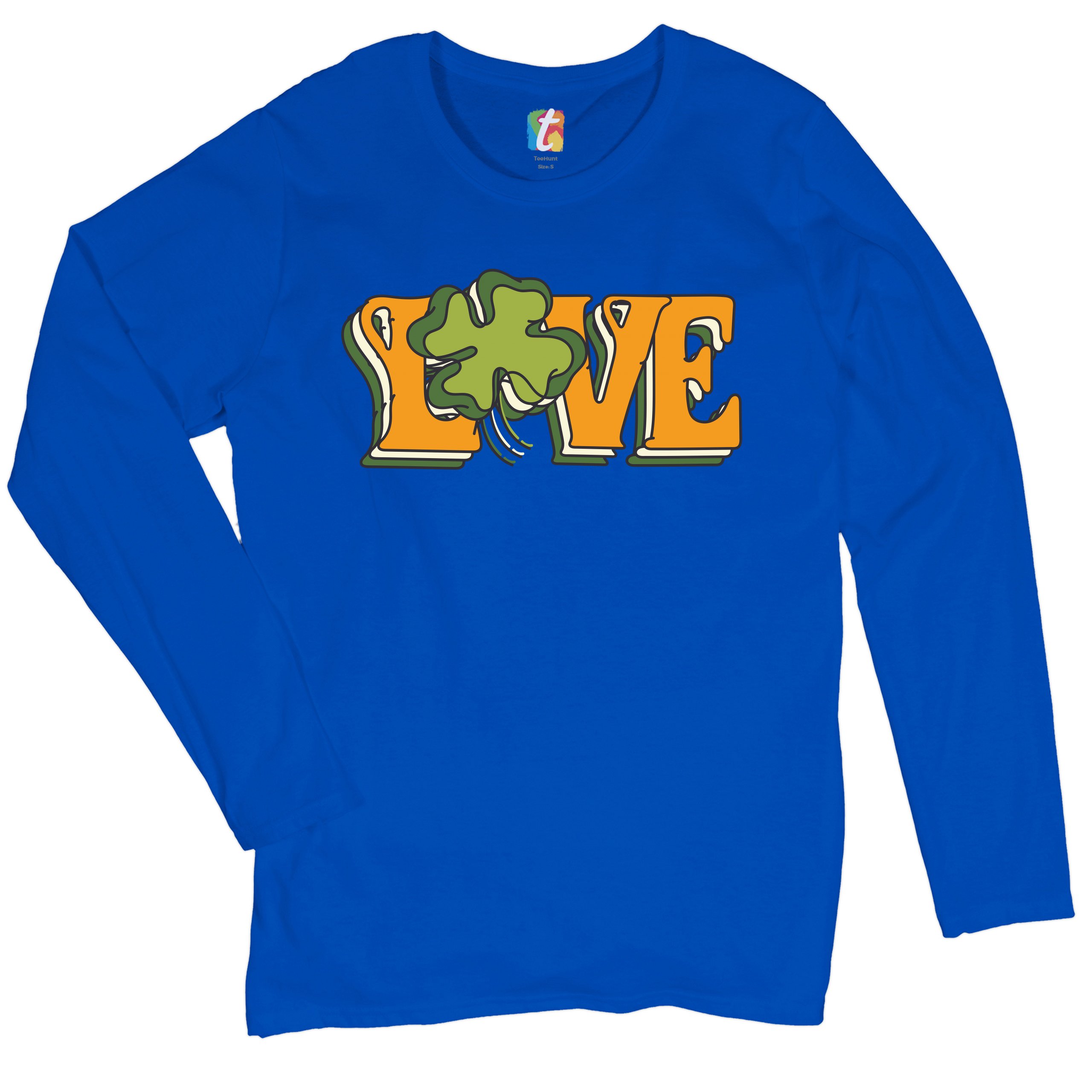 LOVE Women's Long Sleeve T-shirt Irish Shamrock St Patrick's Day Holiday Clover - Picture 22 of 29