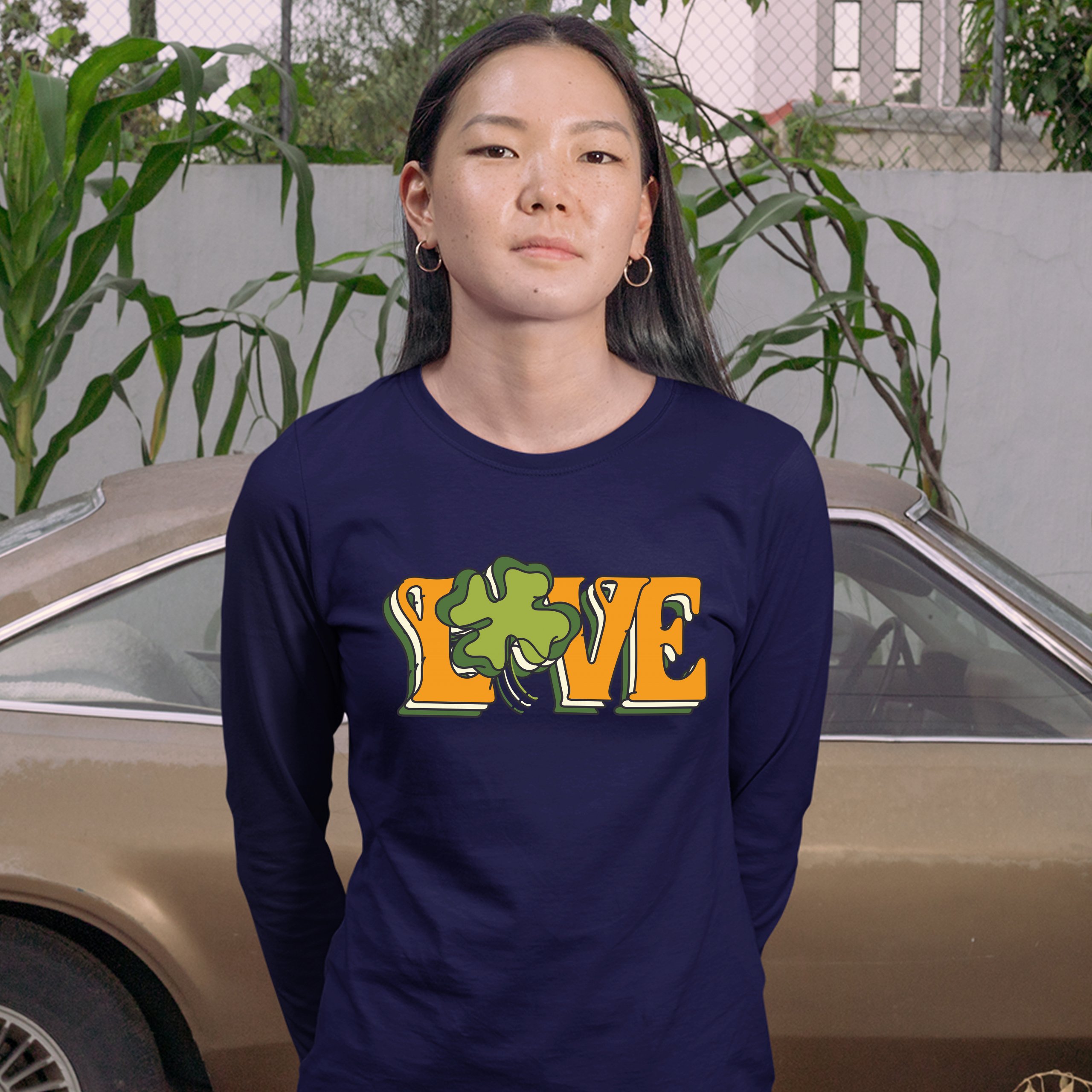 LOVE Women's Long Sleeve T-shirt Irish Shamrock St Patrick's Day Holiday Clover - Picture 21 of 29
