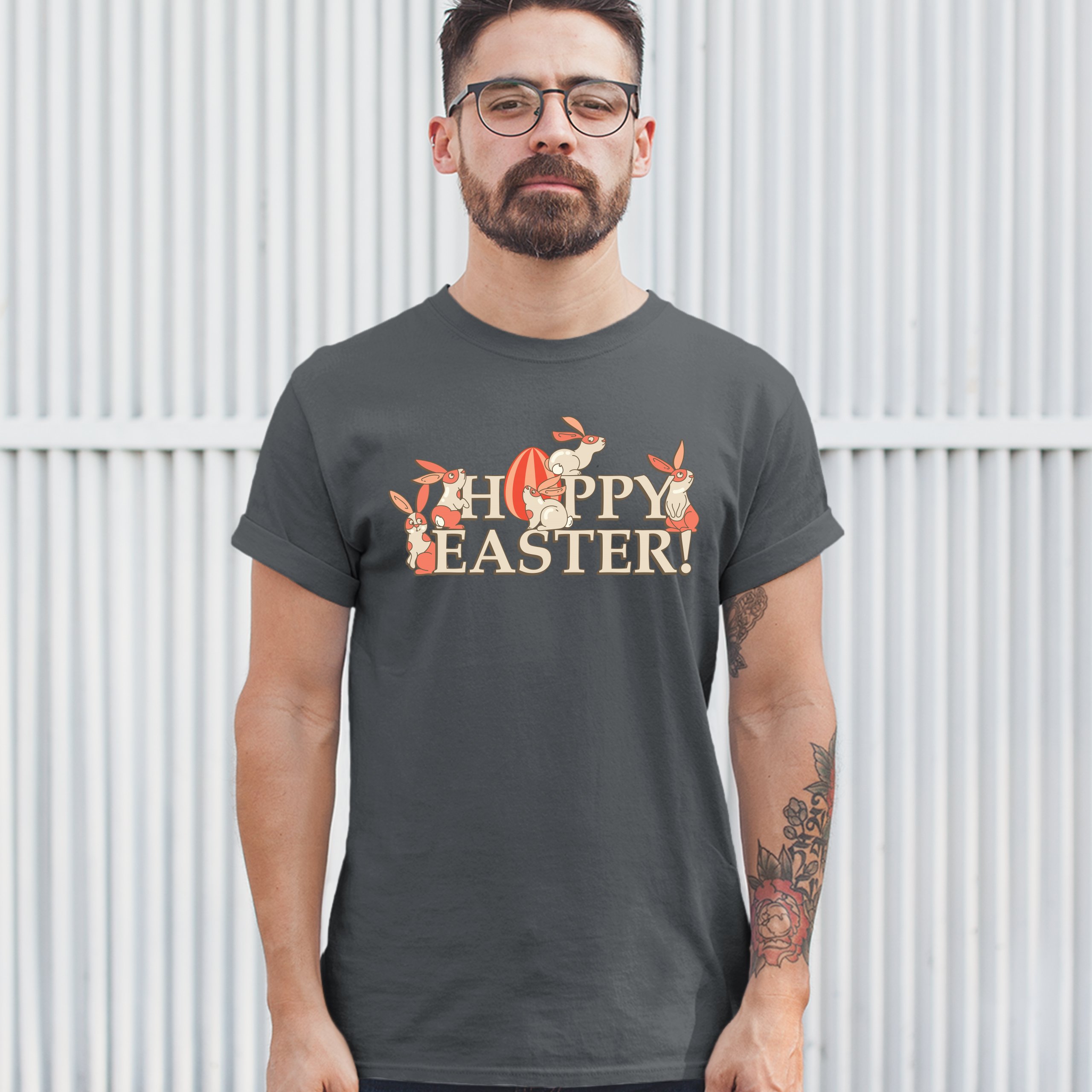 Happy Easter! T-shirt Hoppy Easter Bunnies Holiday Egg Hunt Men's Tee - Picture 74 of 98