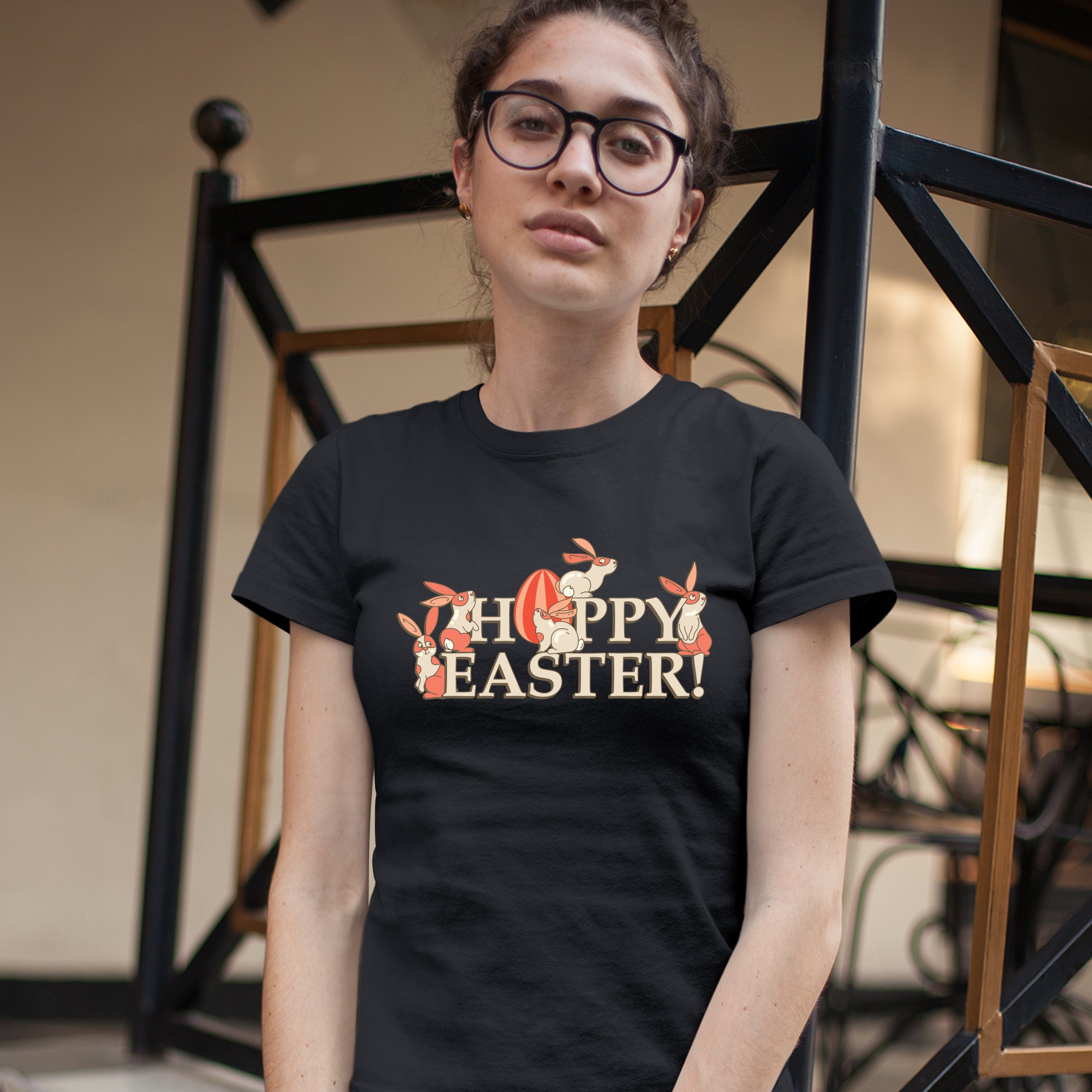 Happy Easter! T-Shirt Hoppy Easter Bunnies Holiday Egg Hunt Women's Tee - Picture 11 of 49
