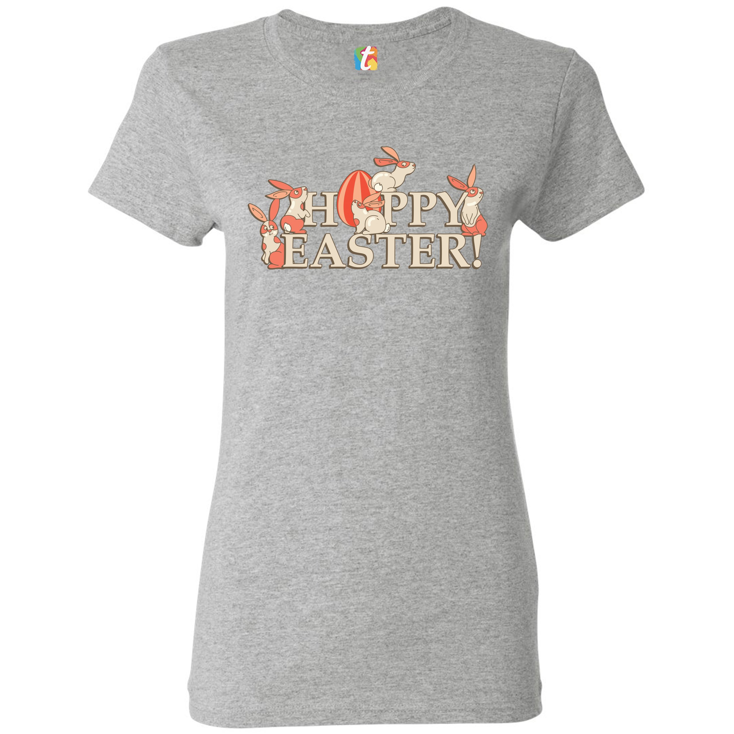 Happy Easter! T-Shirt Hoppy Easter Bunnies Holiday Egg Hunt Women's Tee - Picture 16 of 49