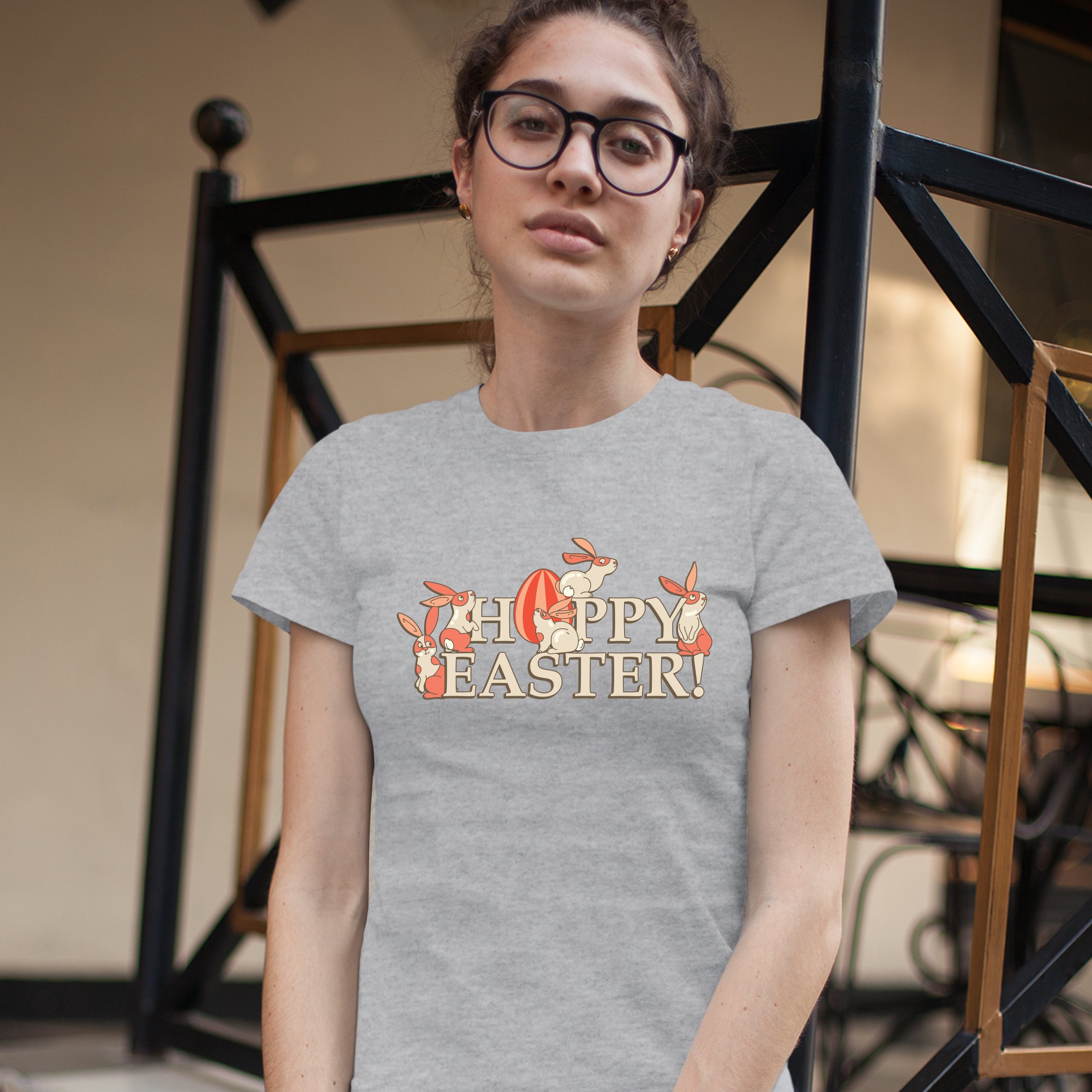 Happy Easter! T-Shirt Hoppy Easter Bunnies Holiday Egg Hunt Women's Tee - Picture 18 of 49