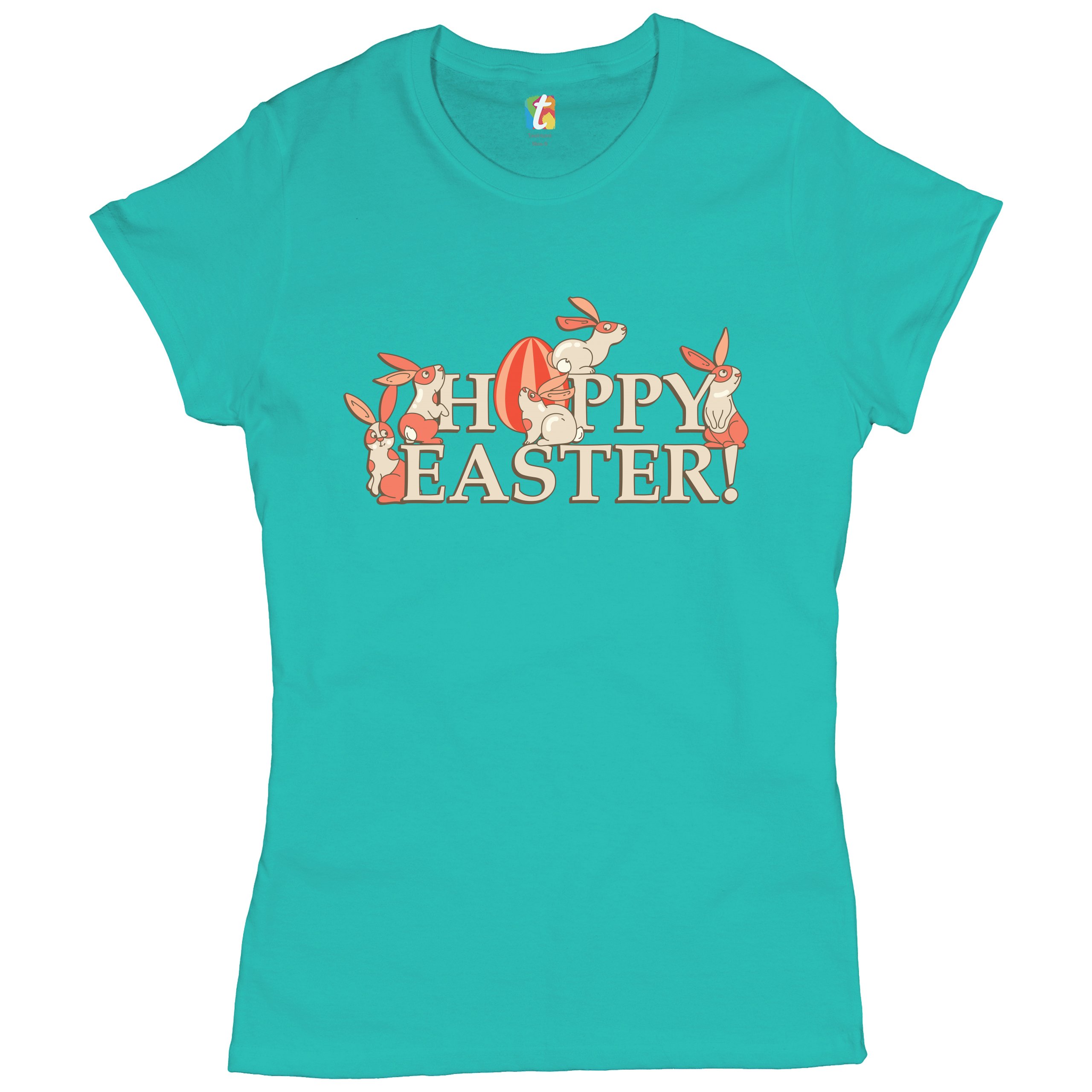 Happy Easter! T-Shirt Hoppy Easter Bunnies Holiday Egg Hunt Women's Tee - Picture 36 of 49