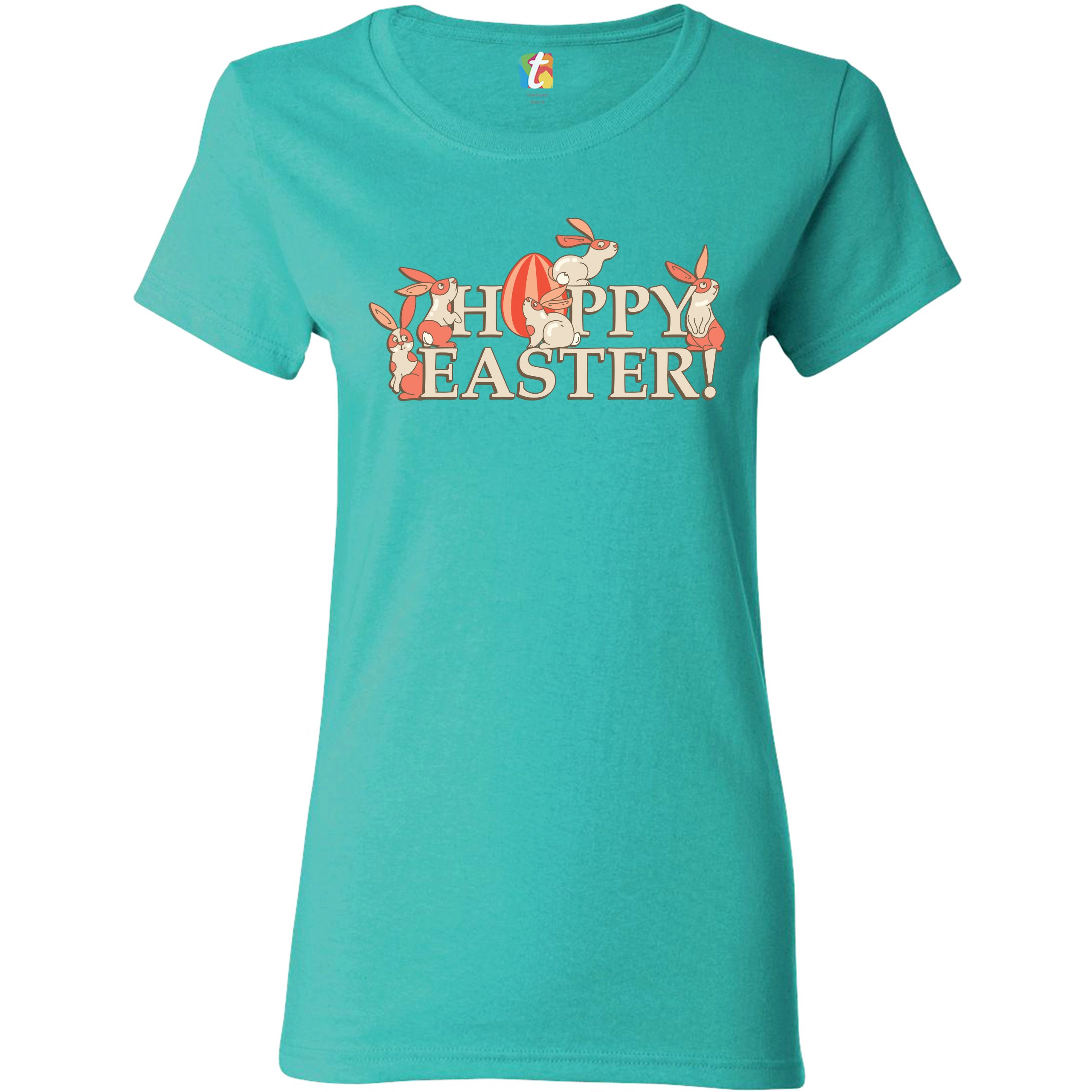 Happy Easter! T-Shirt Hoppy Easter Bunnies Holiday Egg Hunt Women's Tee - Picture 37 of 49