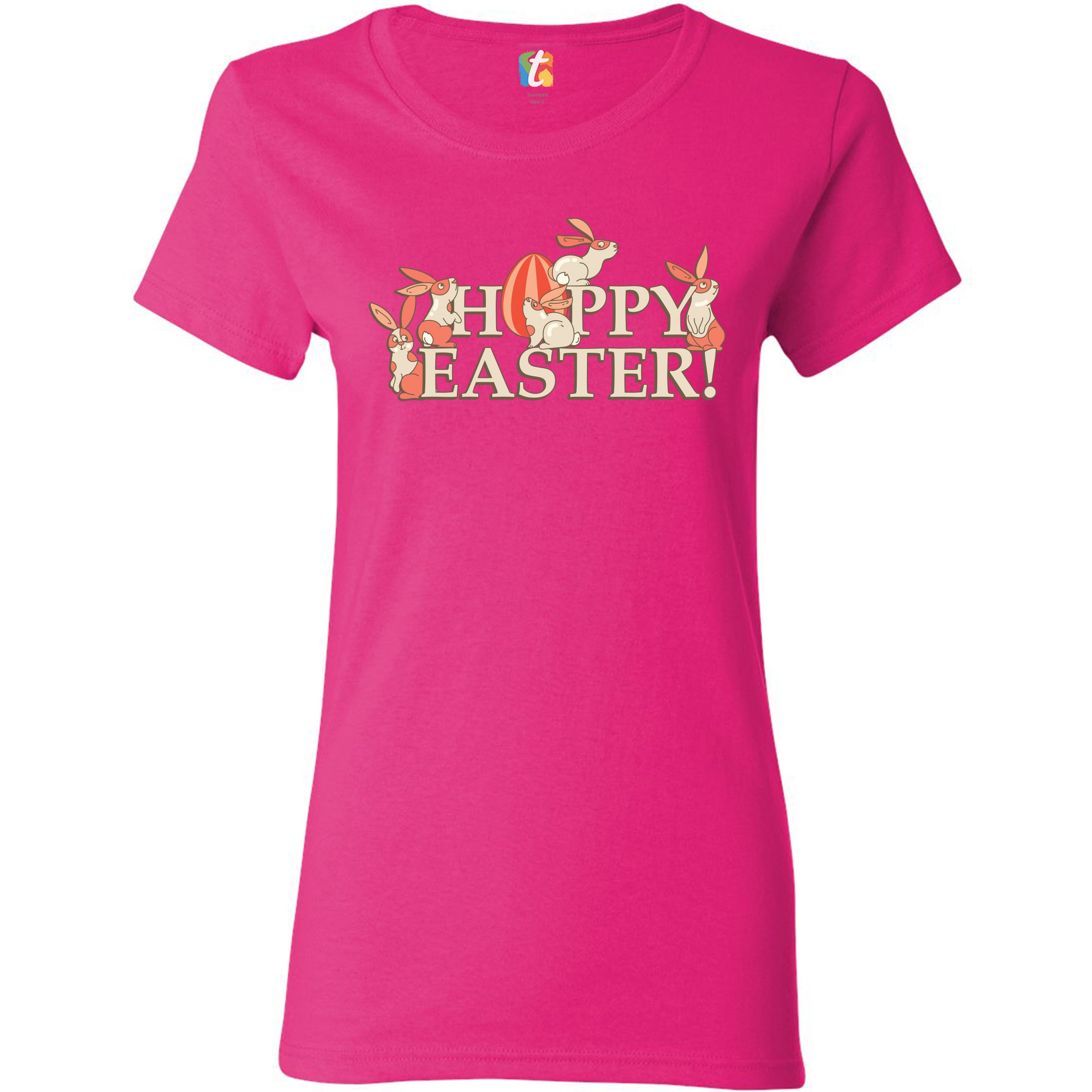 Happy Easter! T-Shirt Hoppy Easter Bunnies Holiday Egg Hunt Women's Tee - Picture 44 of 49