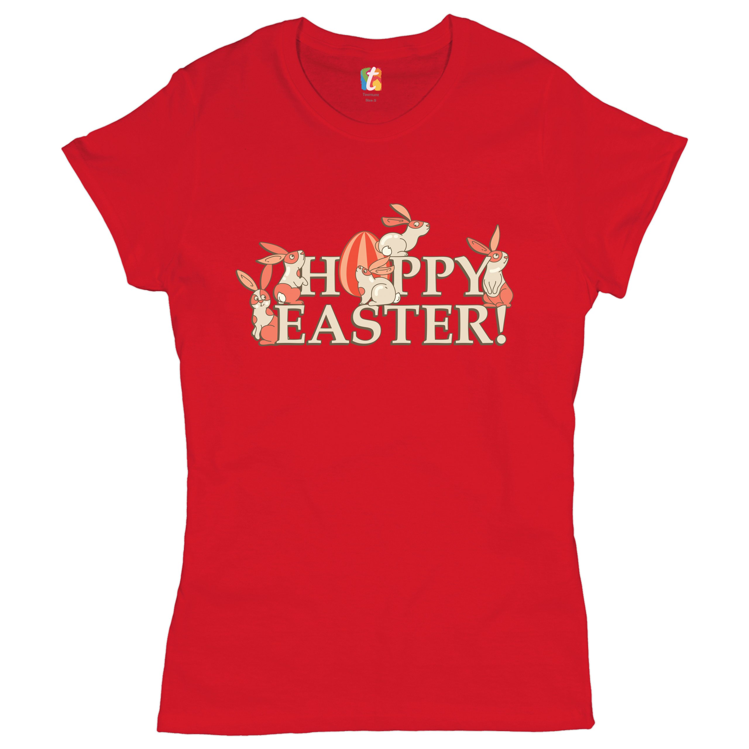 Happy Easter! T-Shirt Hoppy Easter Bunnies Holiday Egg Hunt Women's Tee - Picture 22 of 49