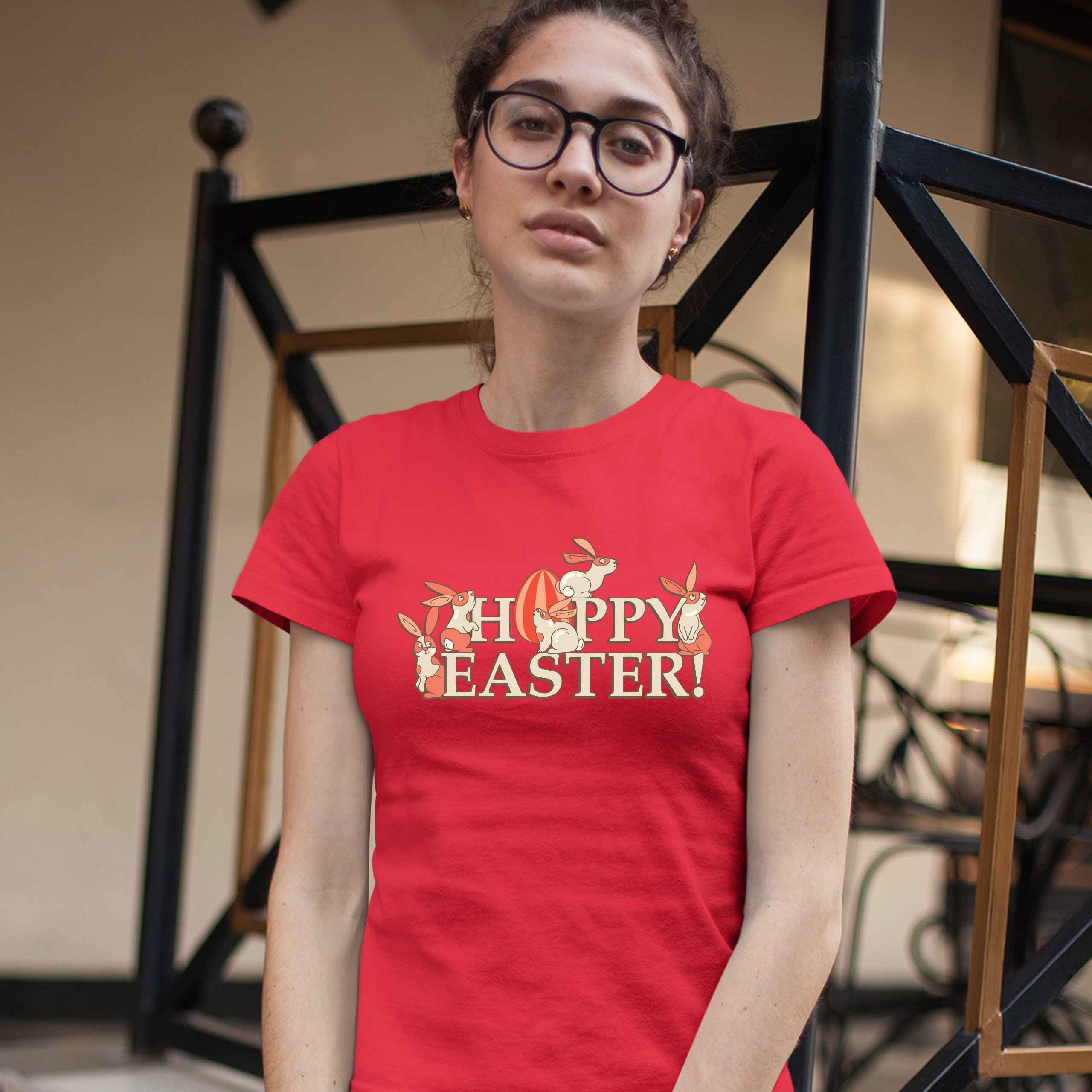 Happy Easter! T-Shirt Hoppy Easter Bunnies Holiday Egg Hunt Women's Tee - Picture 25 of 49
