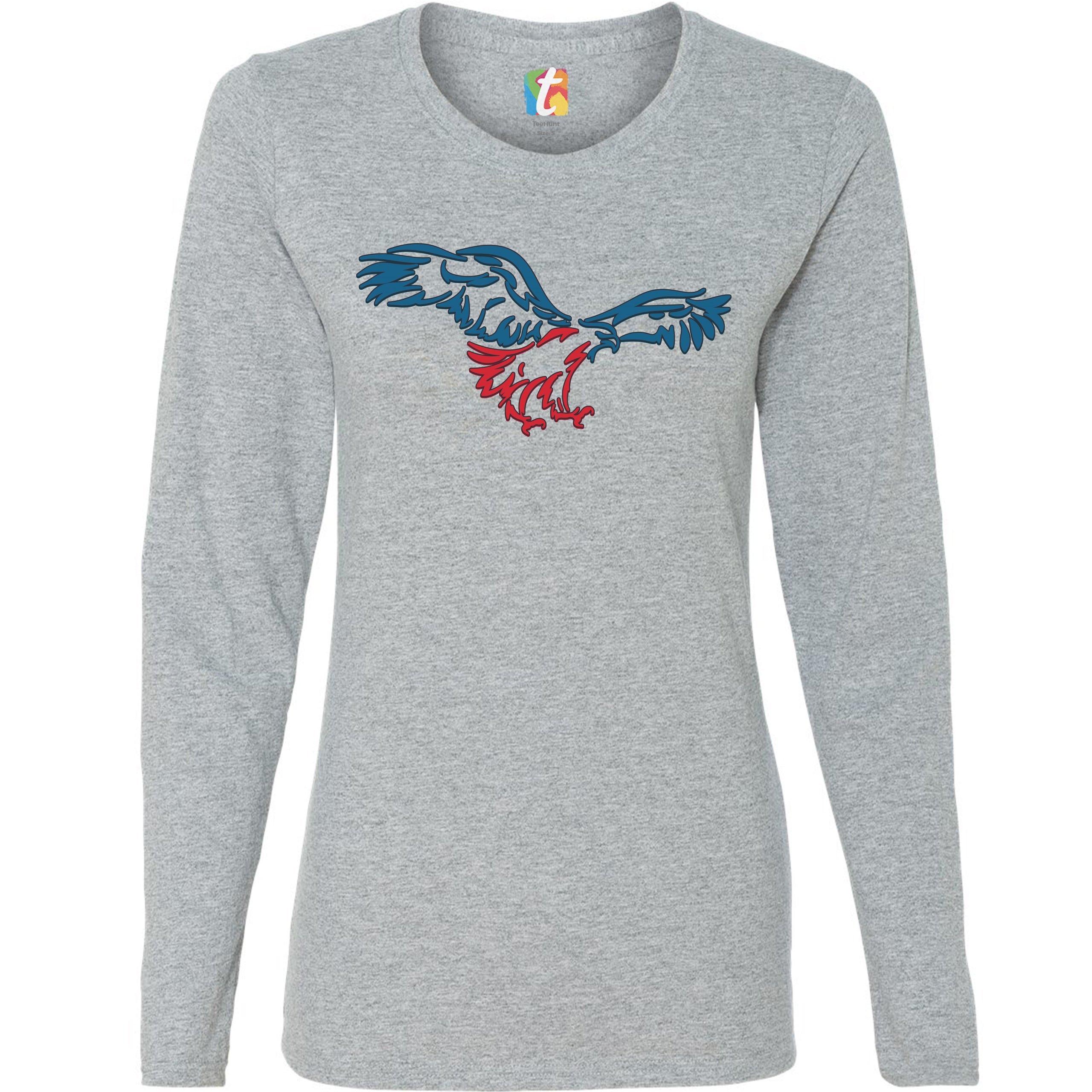American Bald Eagle Talons Out Women's Long Sleeve T-shirt 4th of July Patriot - 第 7/29 張圖片