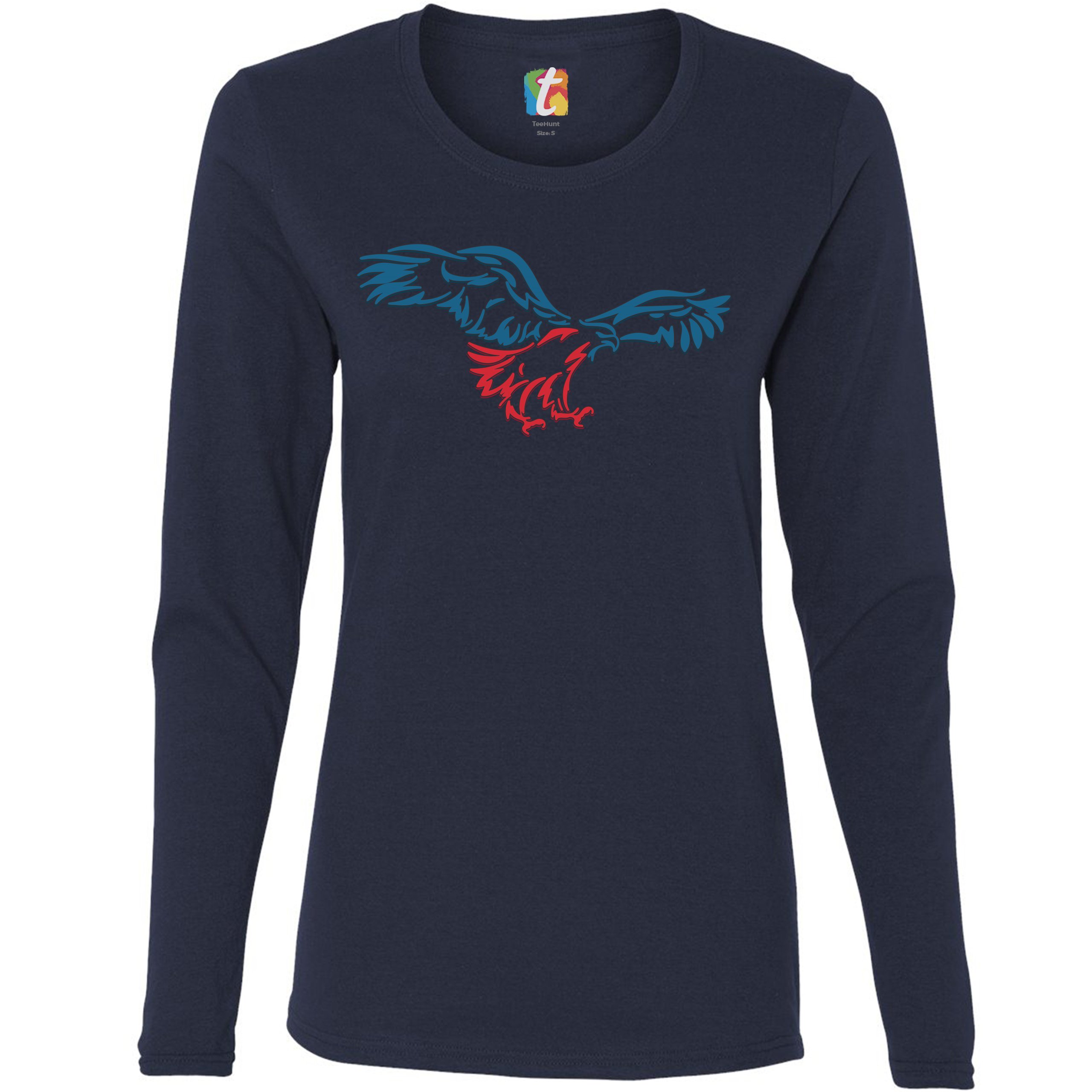 American Bald Eagle Talons Out Women's Long Sleeve T-shirt 4th of July Patriot - 第 19/29 張圖片